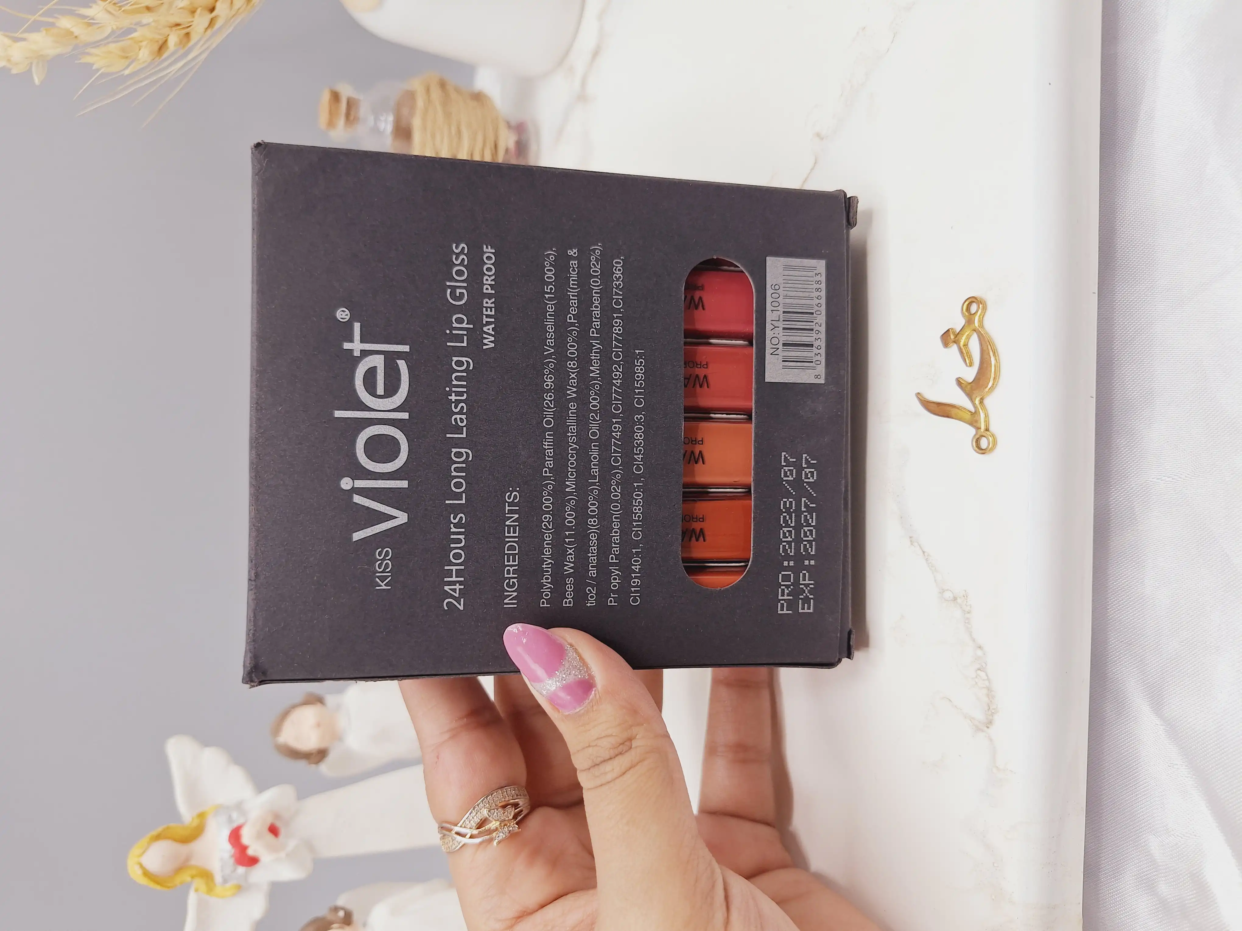 پک 12 عددی رژ مایع برند کیس ویولت KISS Violet کد YL1006