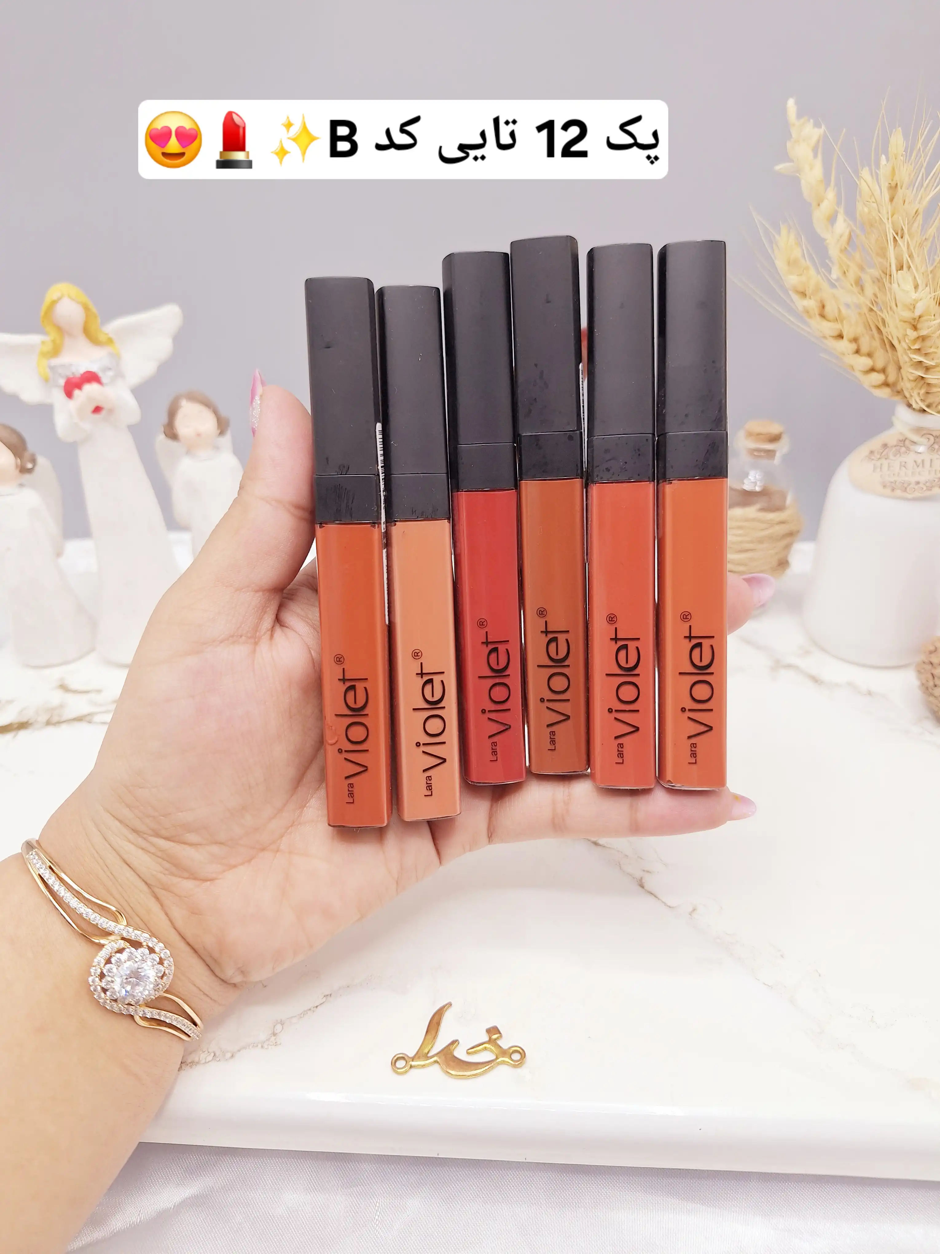 پک 12 عددی رژ مایع برند کیس ویولت KISS Violet کد YL1006