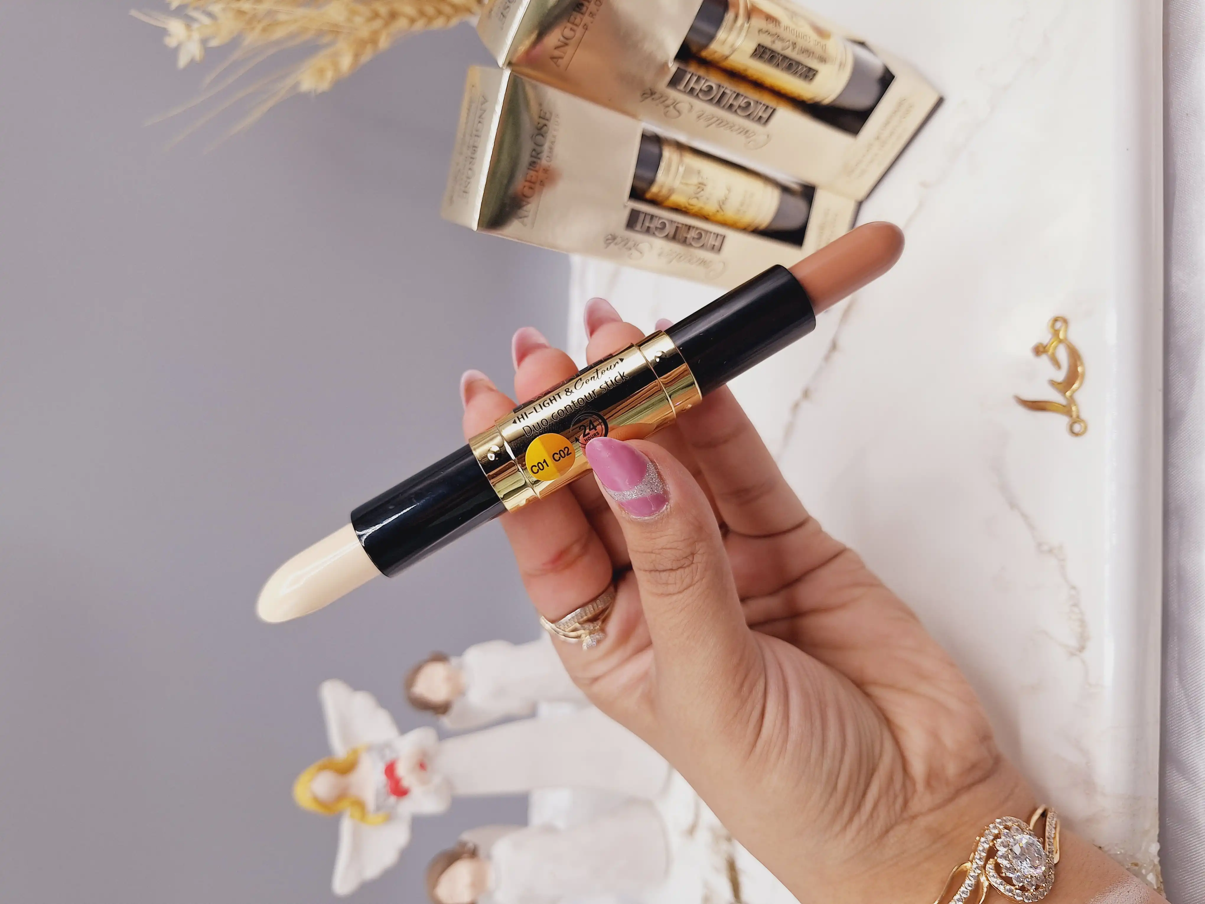 کانتور و کانسیلر استیکی دو طرفه با ماندگاری بالا برند ANGELROSE کد C714B