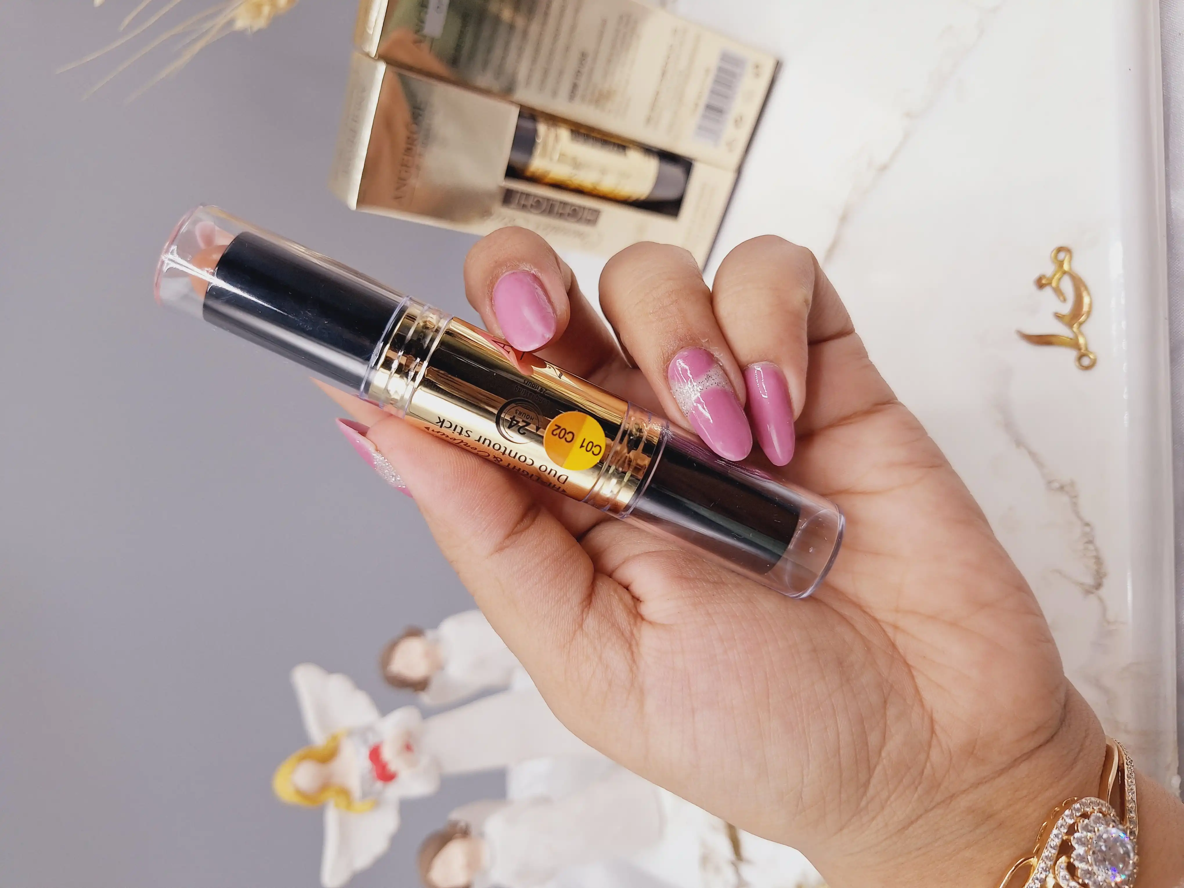 کانتور و کانسیلر استیکی دو طرفه با ماندگاری بالا برند ANGELROSE کد C714B