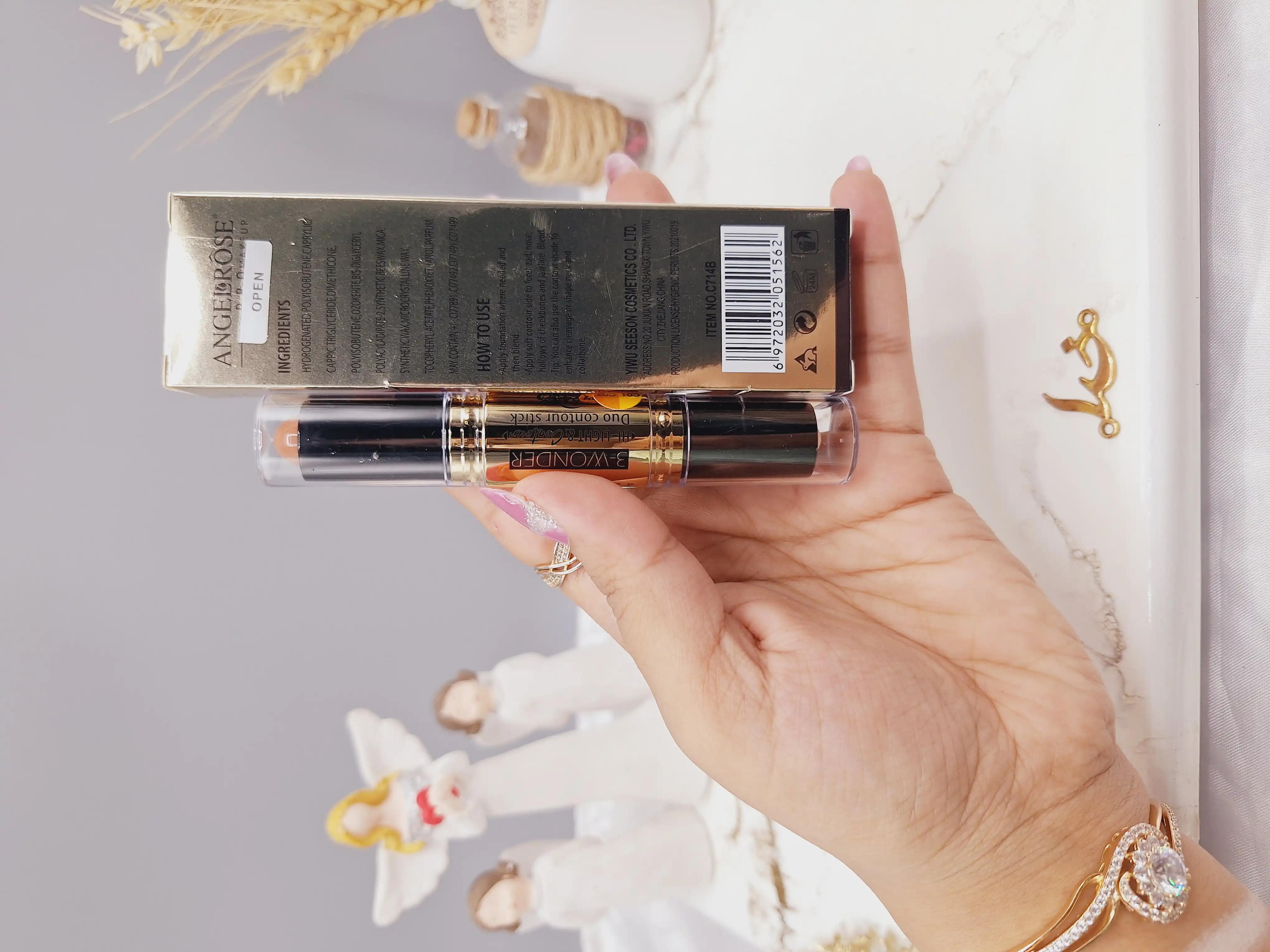 کانتور و کانسیلر استیکی دو طرفه با ماندگاری بالا برند ANGELROSE کد C714B