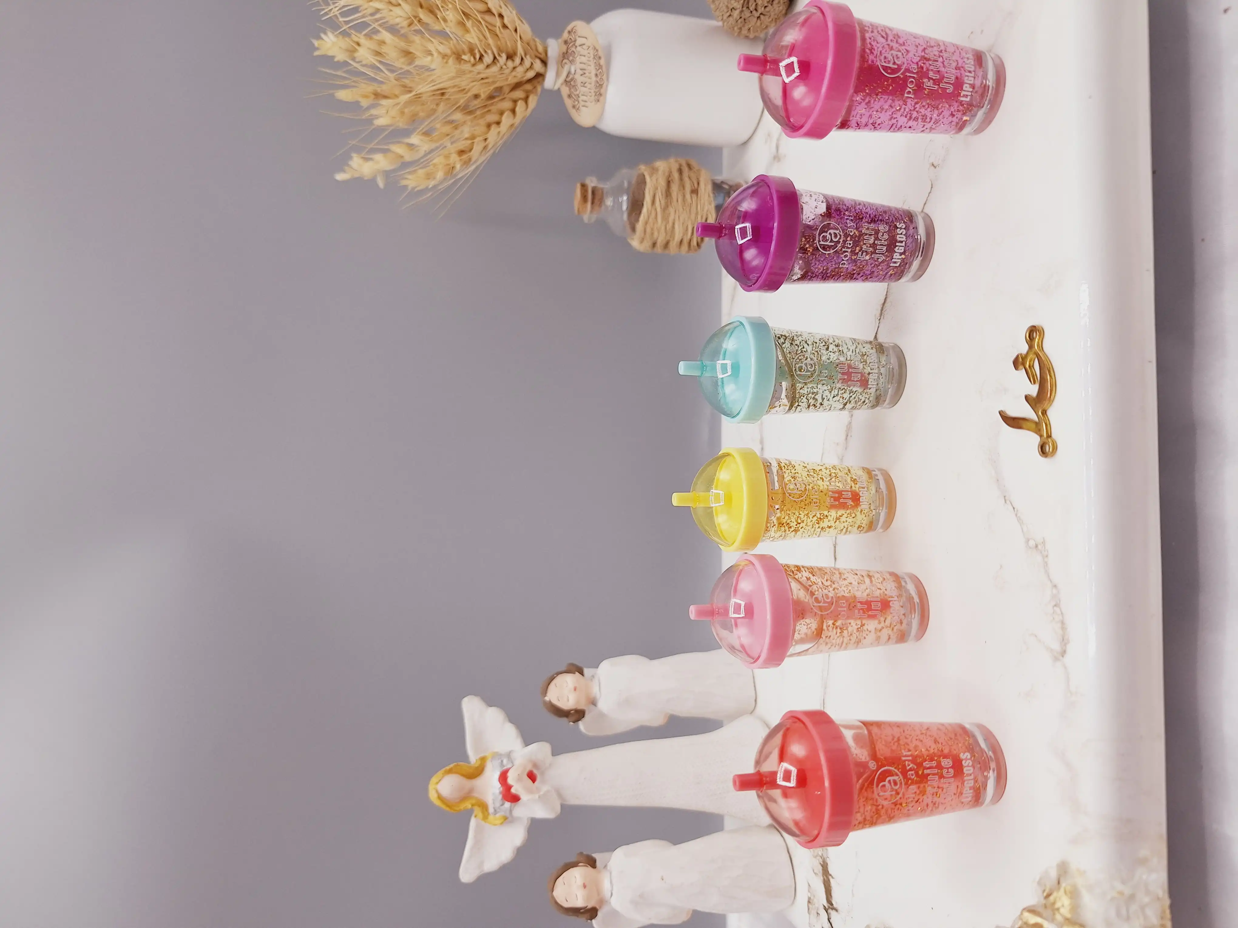 لیپ گلاس شاین دار حرارتی آبمیوه نی دار برند پولا آیلار Pola aylr کد LC8053