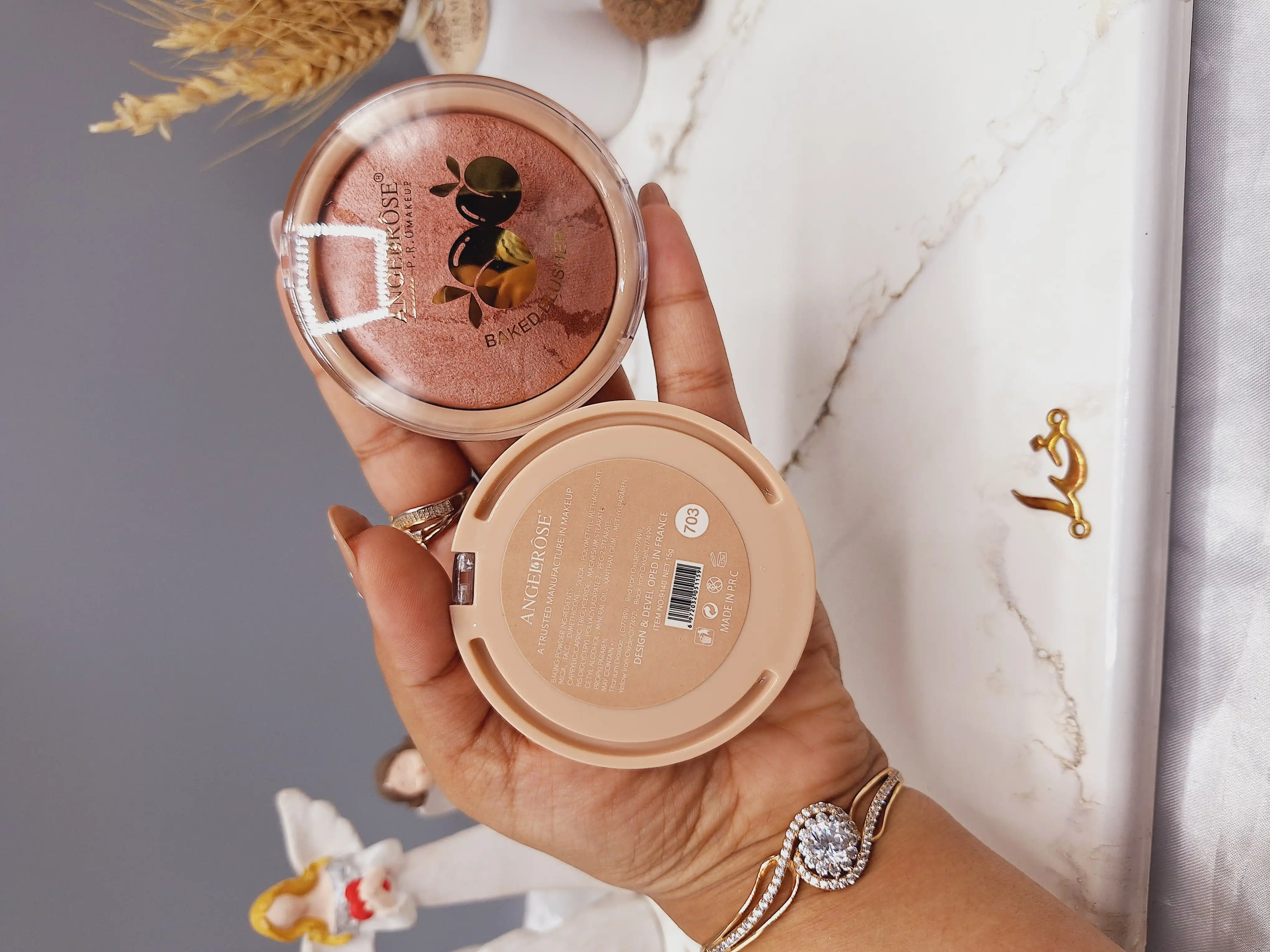 رژگونه دایره ای هلویی برند آنجل رز ANGELROSE کد 9140