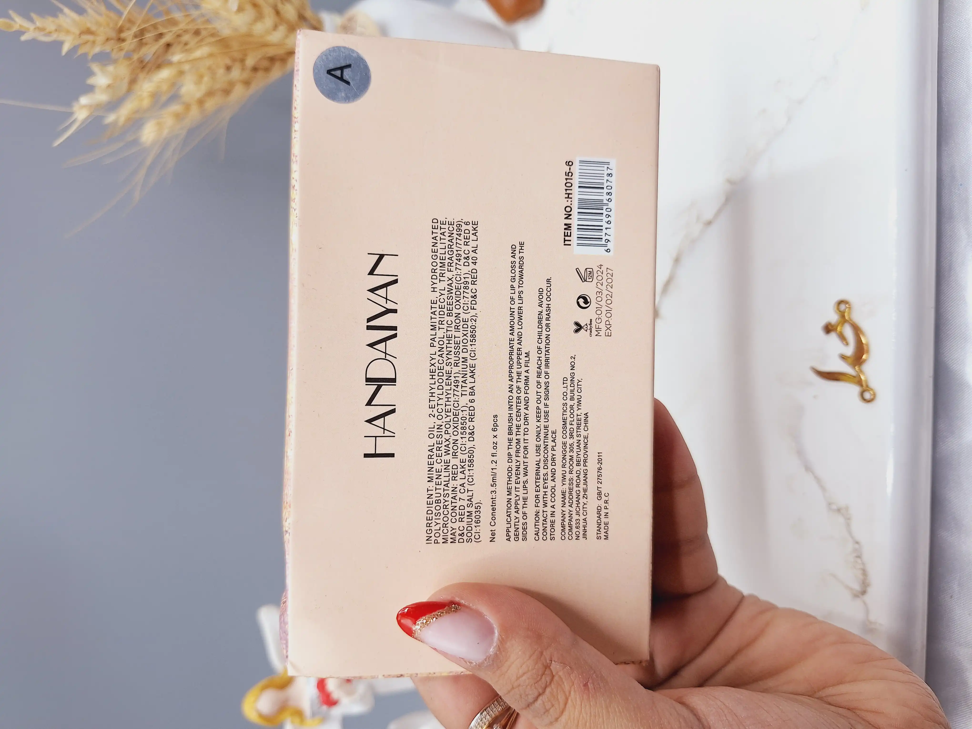 پک رژلب مایع 6 عددی پک A برند هندیان ‌HANDAIYAN کد H1015_6