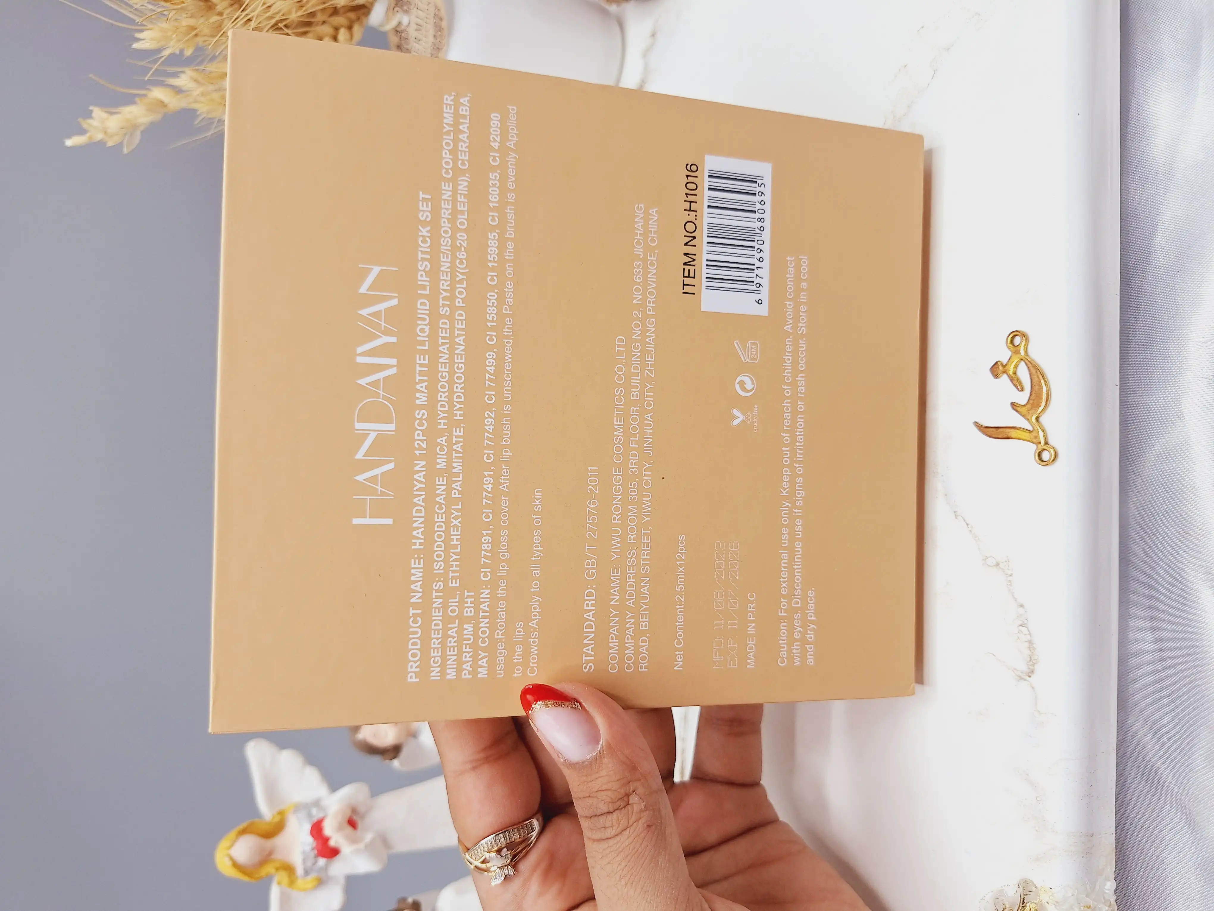 پک رژ لب مایع 12 عددی برند هندیان HANDAIYAN کد H1016