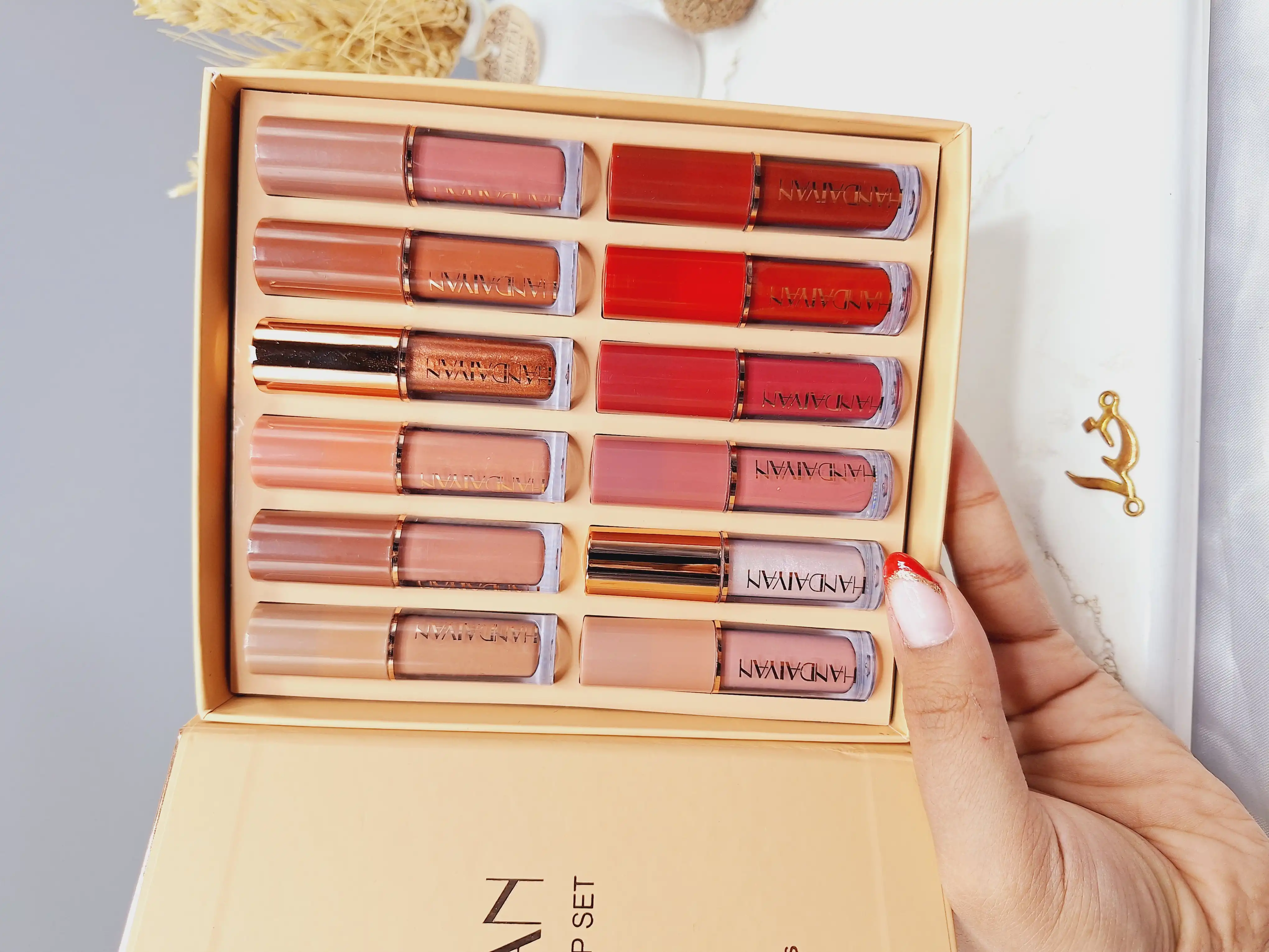 پک رژ لب مایع 12 عددی برند هندیان HANDAIYAN کد H1016