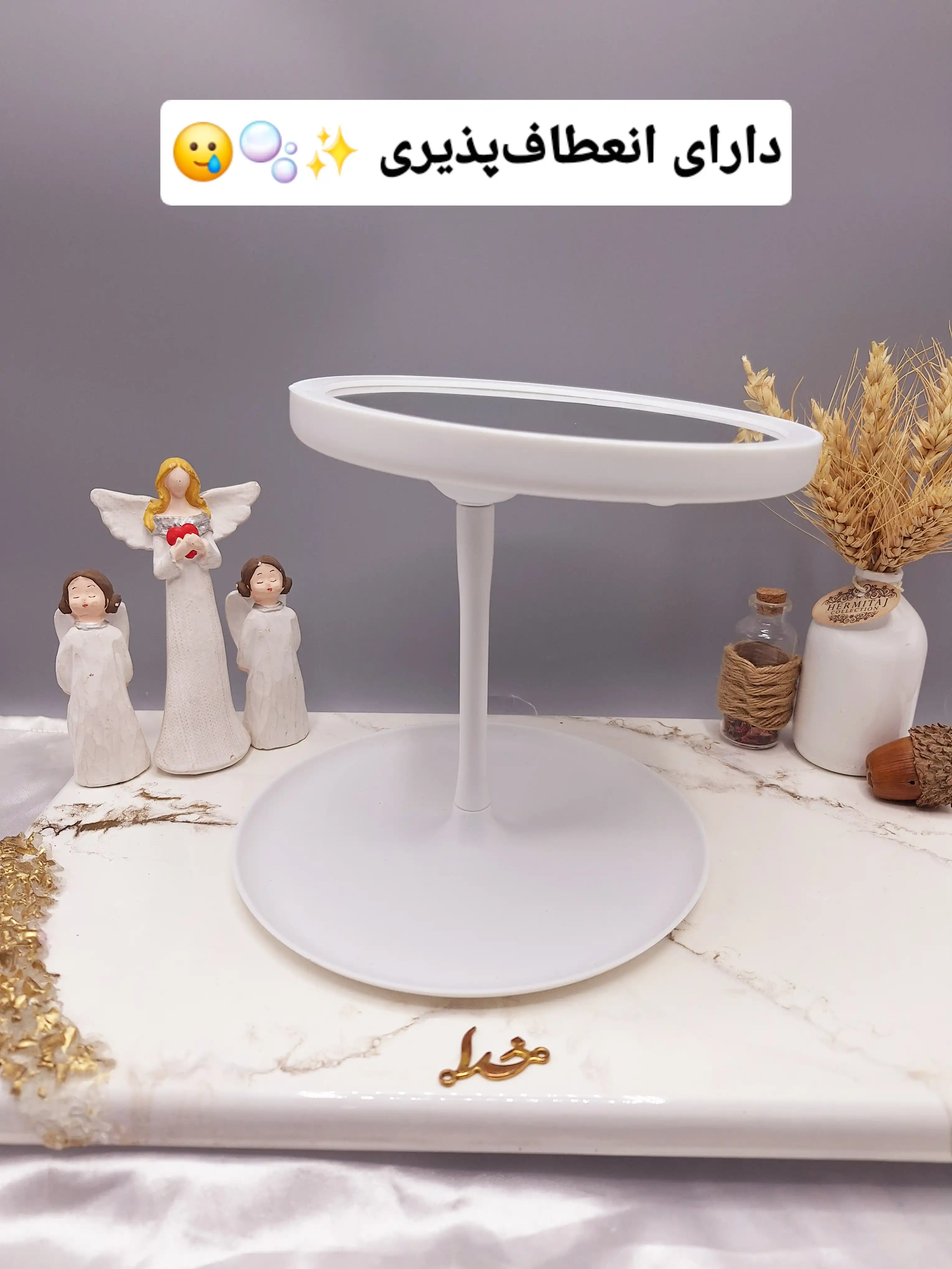 آینه رومیزی رینگ لایت دار لمسی پایین آینه استند دار 2001