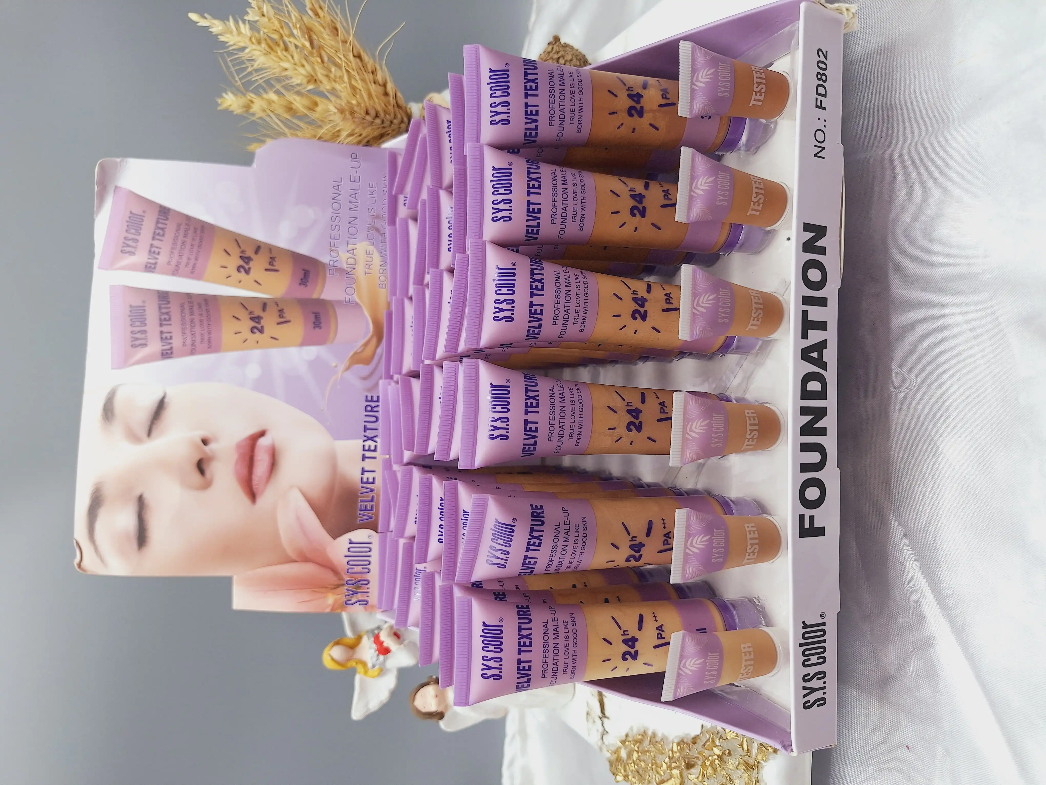 کرم پودر تیوپی بافت مخملی برند s. Y. S color کد FD802