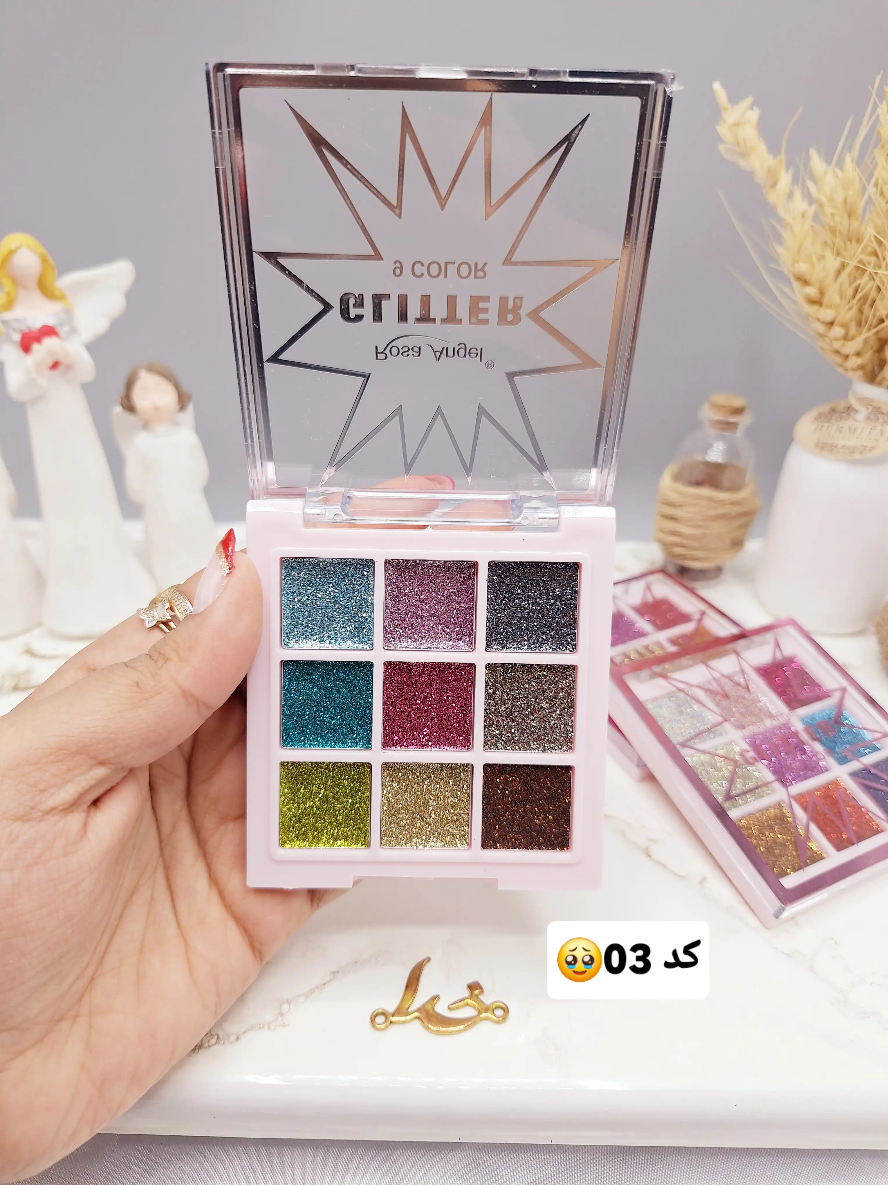 پالت سایه 9 رنگ گلیتری برند Rosa Angle کد SL_5018