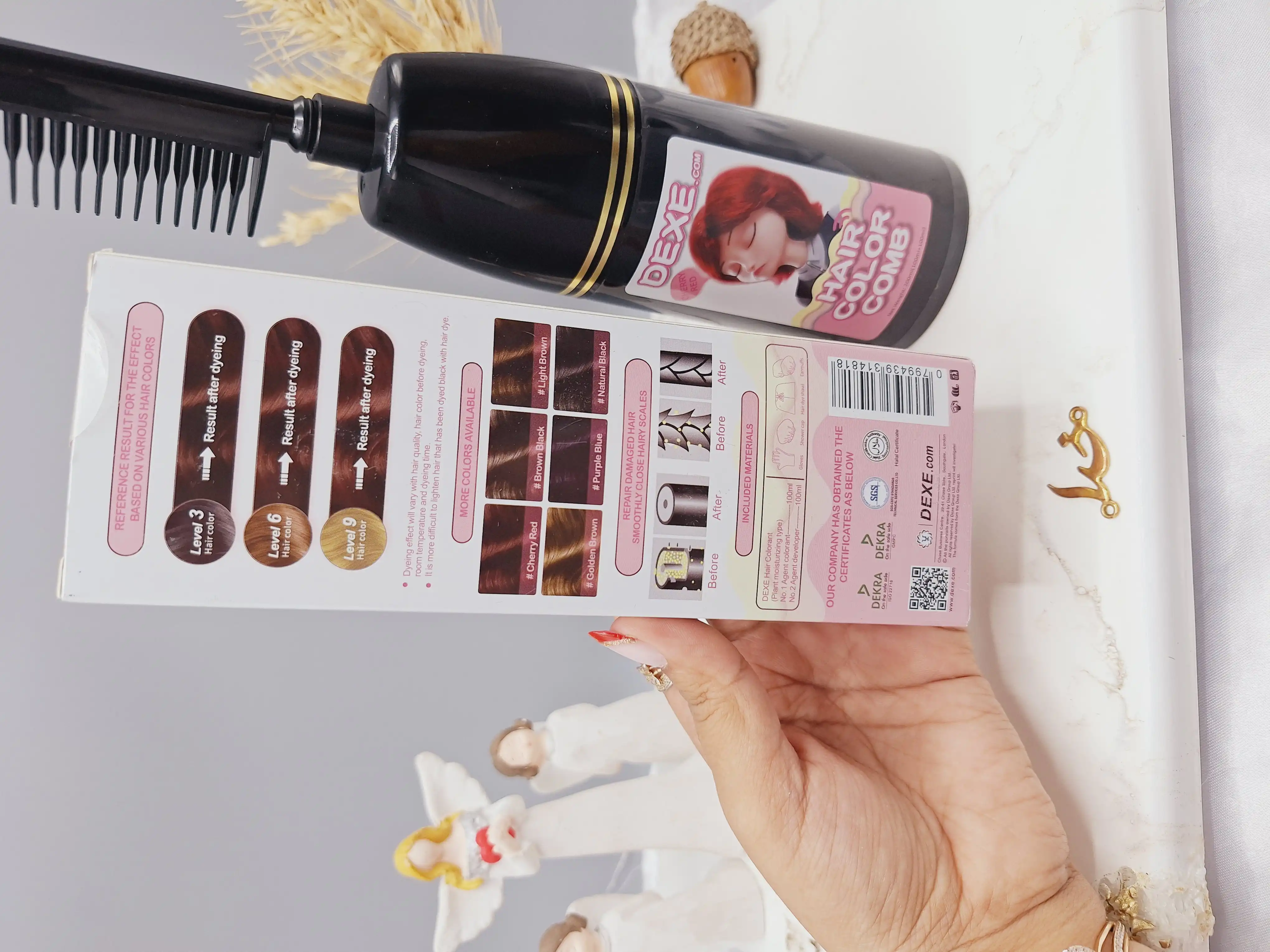 شانه رنگ مو رنگ قرمز آلبالویی برند دکسی Dexe کد 4818