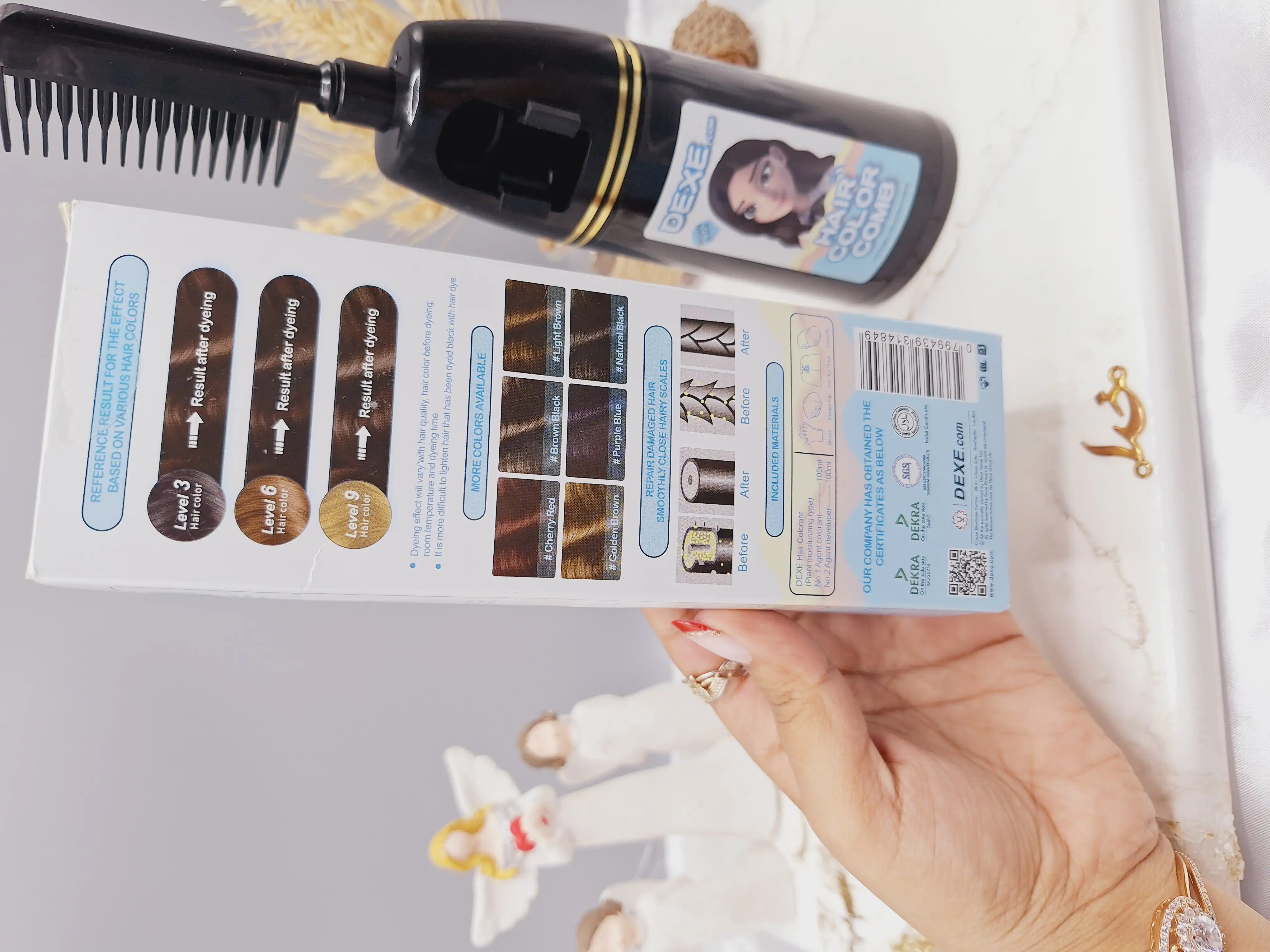 شانه رنگ مو قهوه‌ای تیره برند دکسی Dexe کد 4849