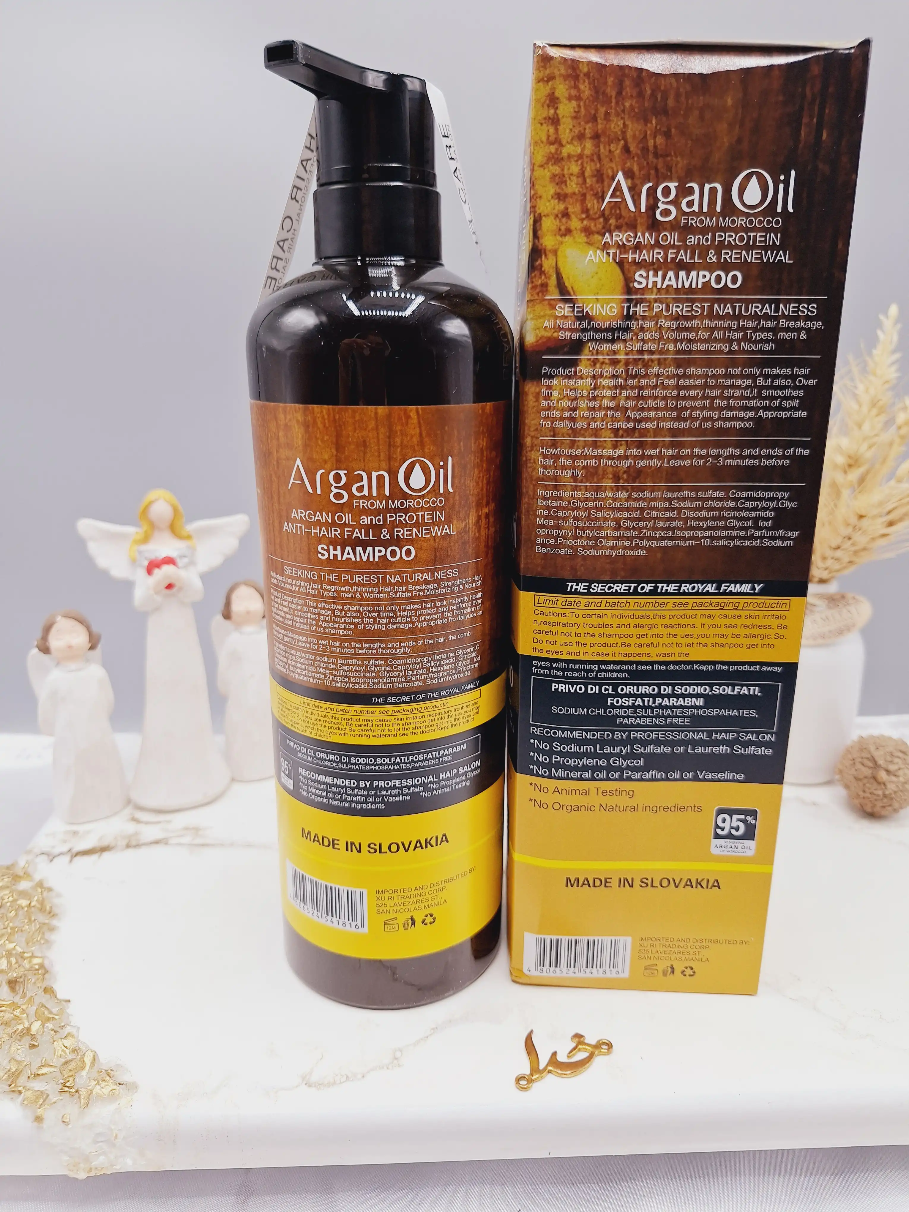 شامپو روغن آرگان کراتینه مراکشی هک شده ساخت اسلواکی جعبه دار لایتنس 900 میل 95% ARGAN OIL اصل اسکنر دار