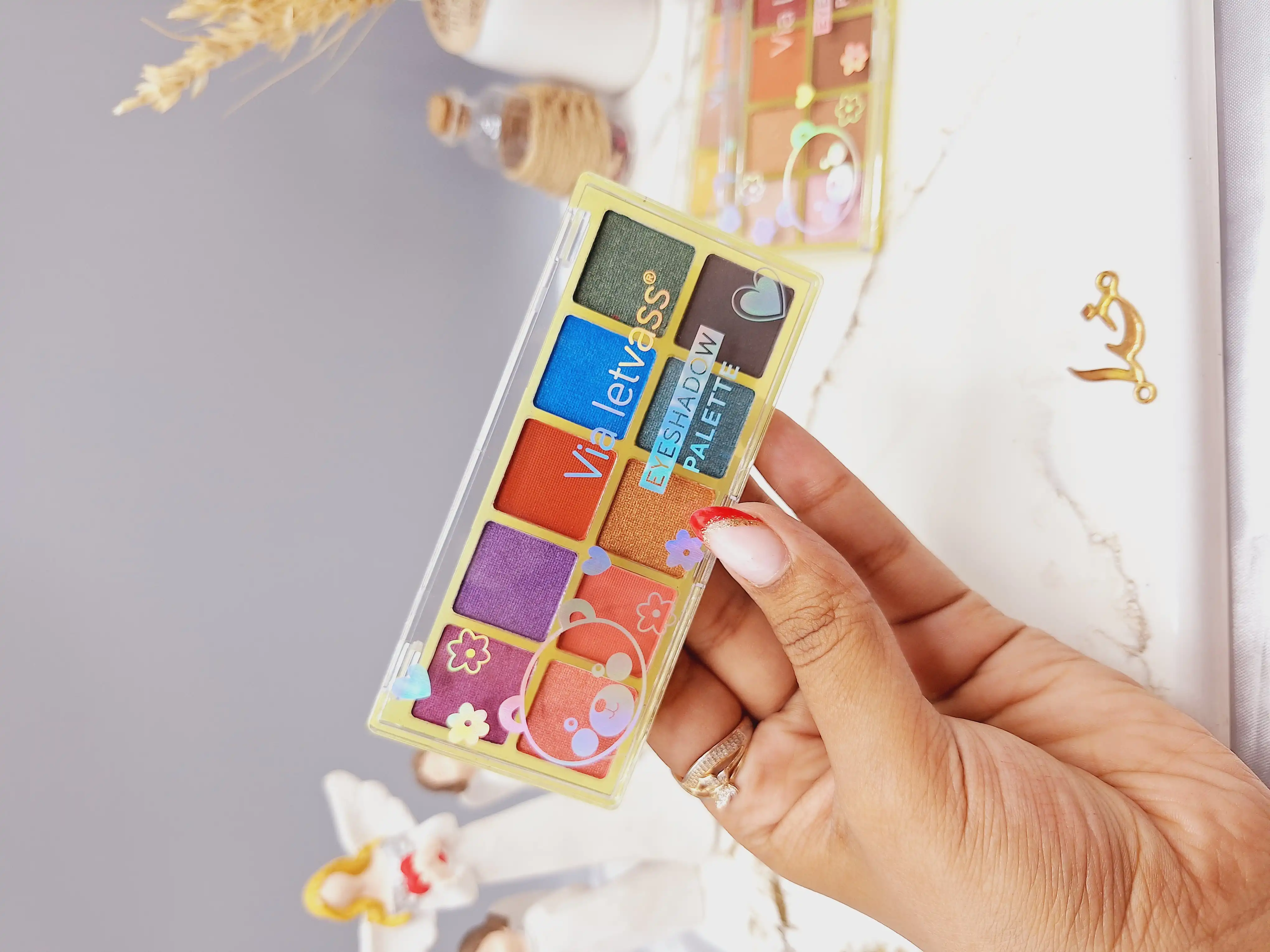 پلت سایه رنگی تابستانه برند Via letvass طرح خرس رنگین کمان کد 2313