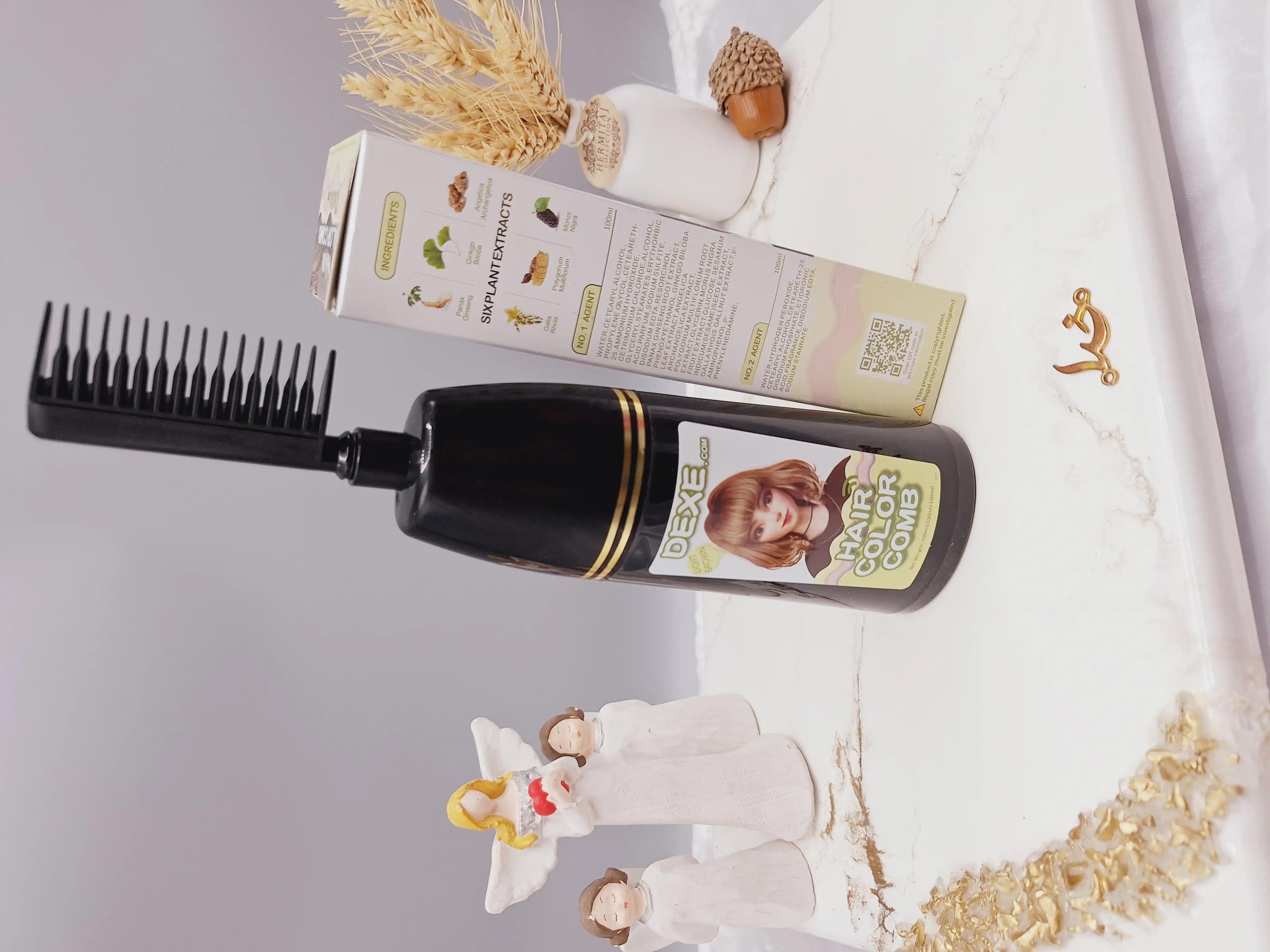 شانه رنگ مو رنگ قهوه ای روشن طبیعی برند دکسی Dexe کد 4863