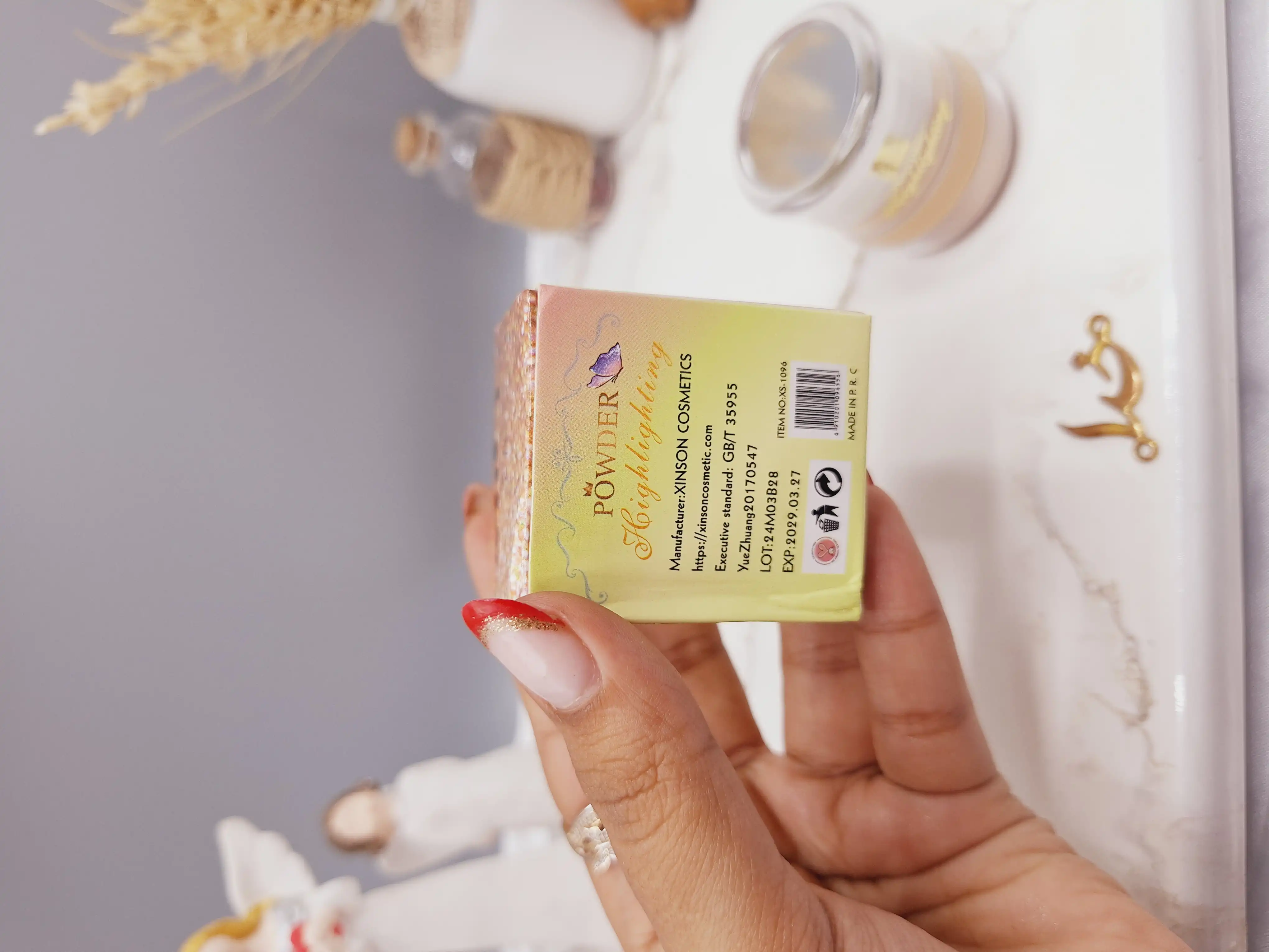 هایلایتر پد دار شاین ریز رنگ مسی مناسب کل بدن طرح پری برند POWDER کد XS-1096