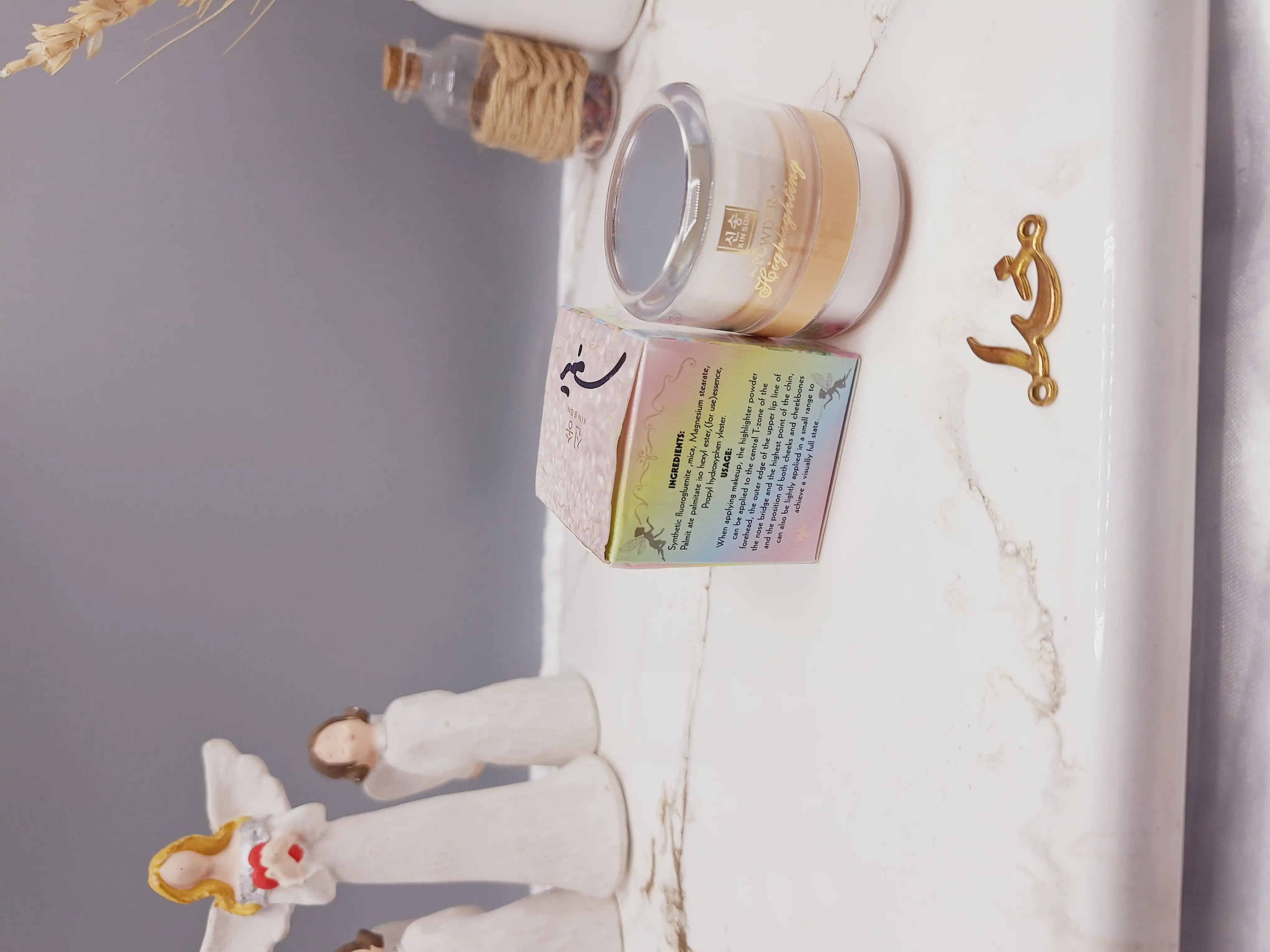 هایلایتر پد دار شاین ریز رنگ سفید مناسب کل بدن طرح پری برند POWDER کد XS-1096