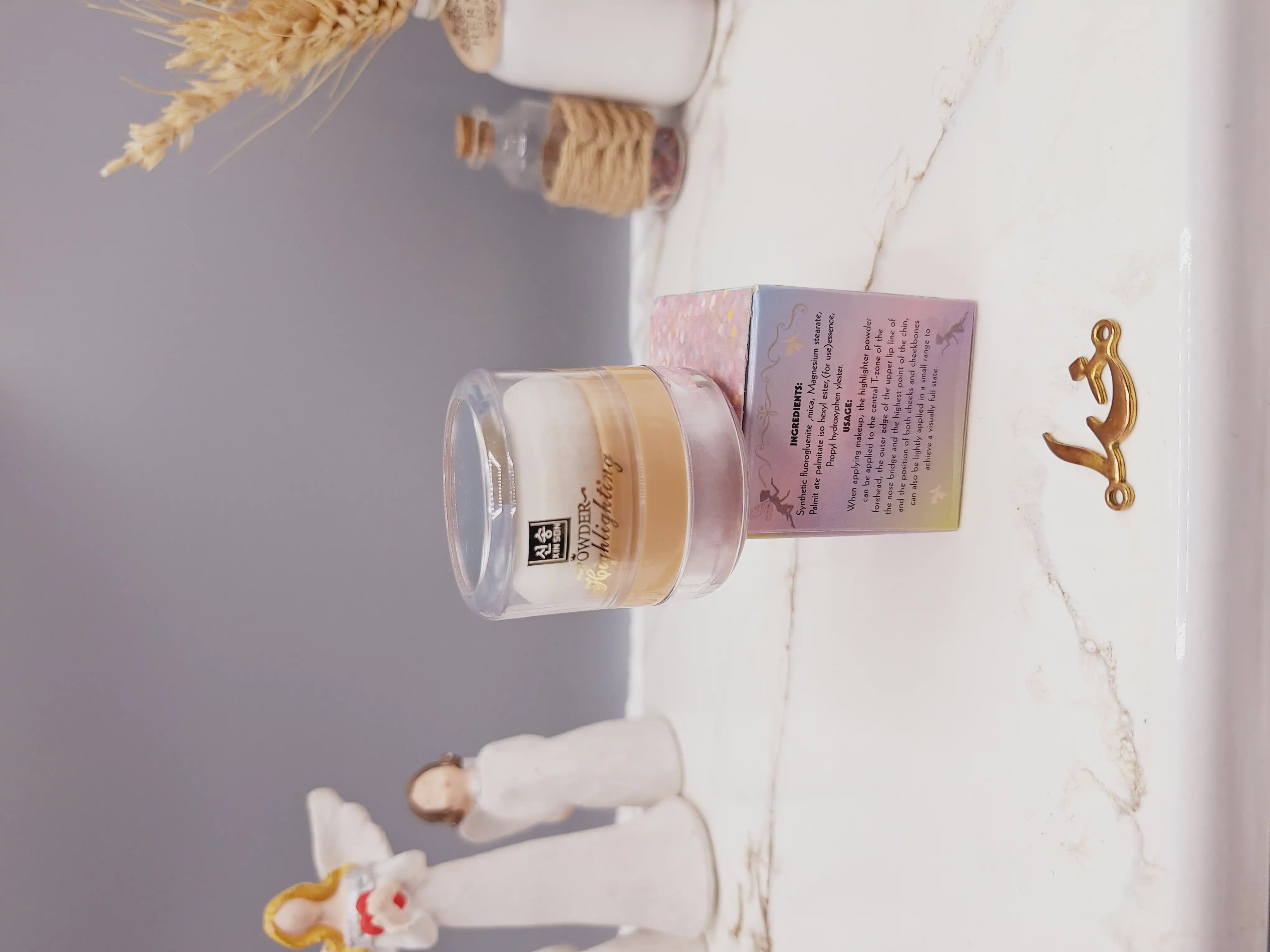 هایلایتر پد دار شاین ریز رنگ صورتی مناسب کل بدن طرح پری برند POWDER کد XS-1096