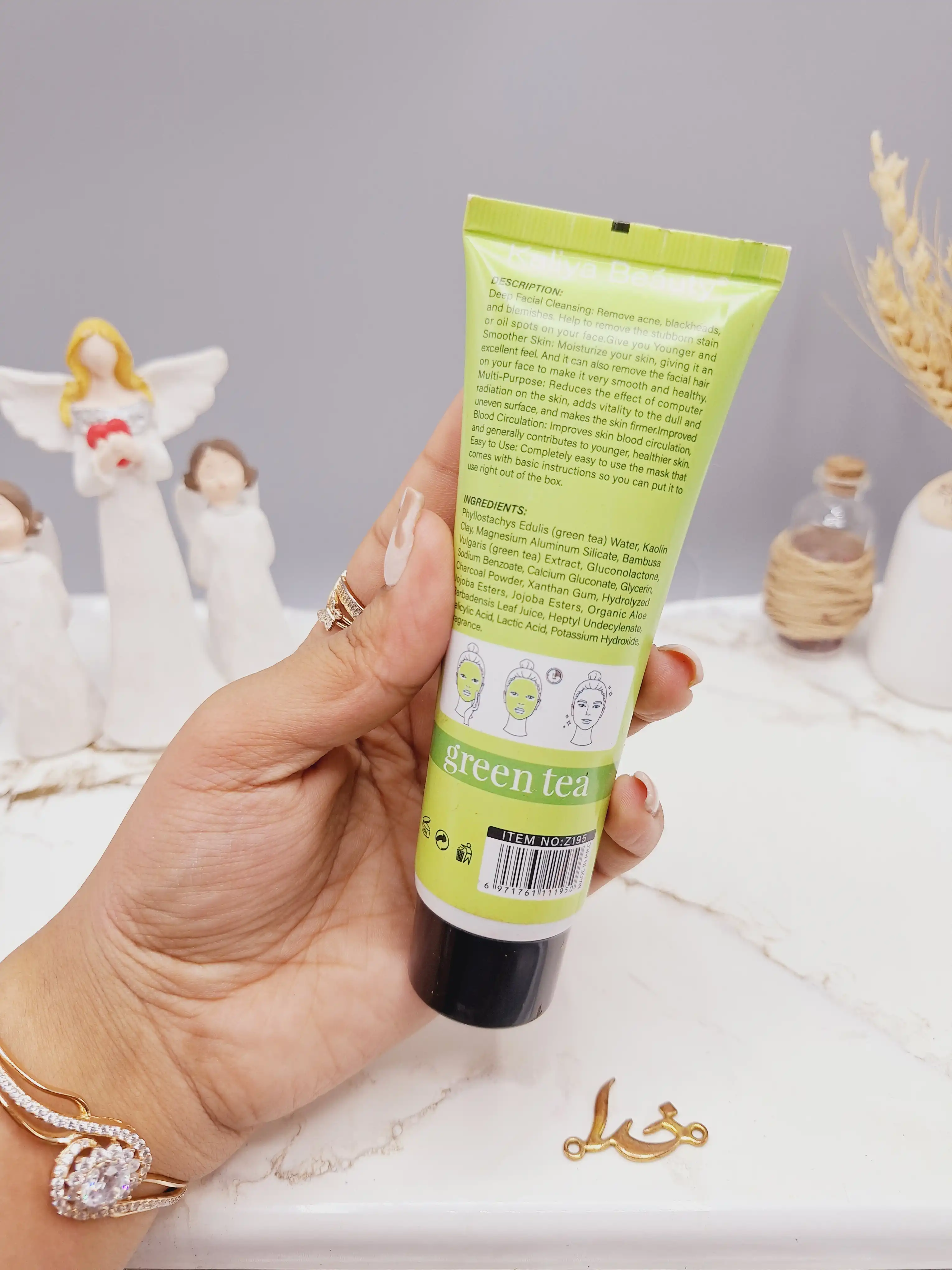 ماسک صورت چای سبز برای ازبین بردن آکنه وقرمزی صورت برندکایلی بیوتیKaliya Beauty کدZ195