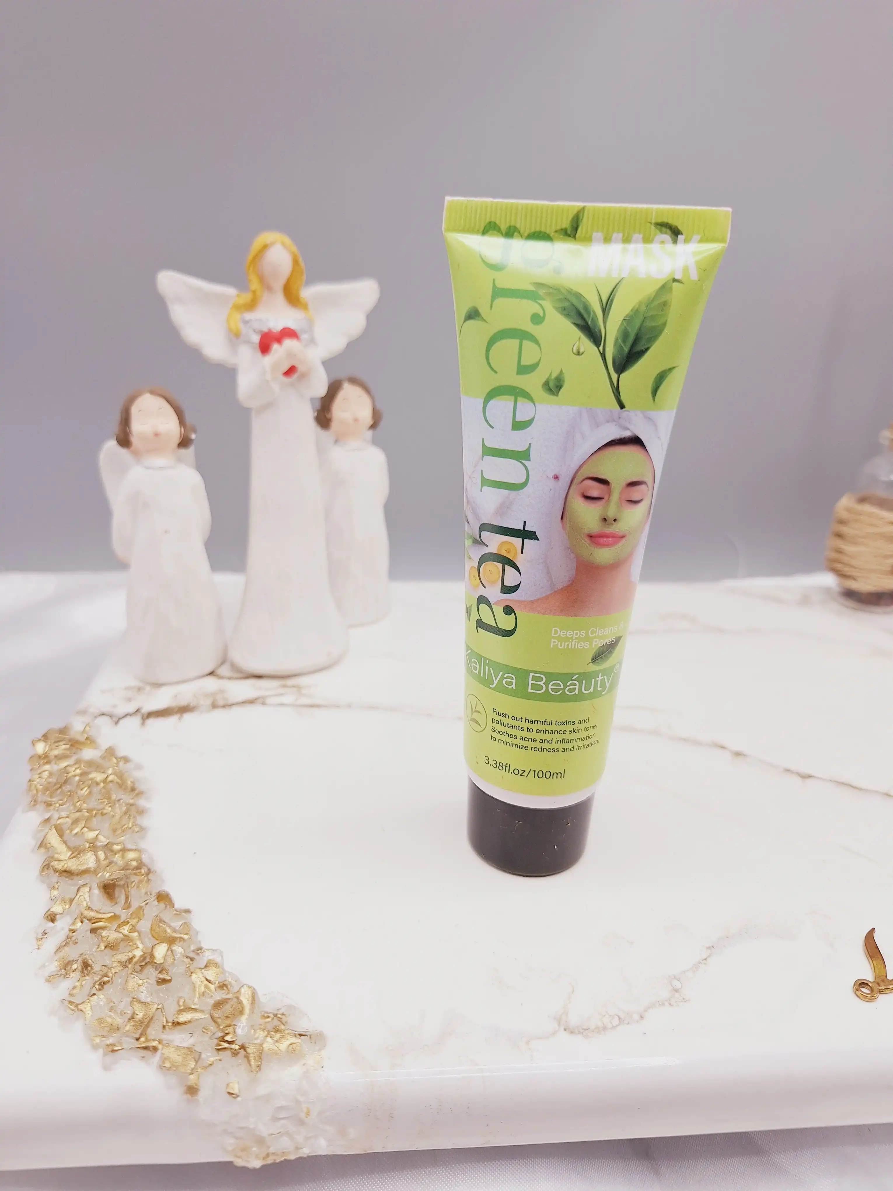 ماسک صورت چای سبز برای ازبین بردن آکنه وقرمزی صورت برندکایلی بیوتیKaliya Beauty کدZ195