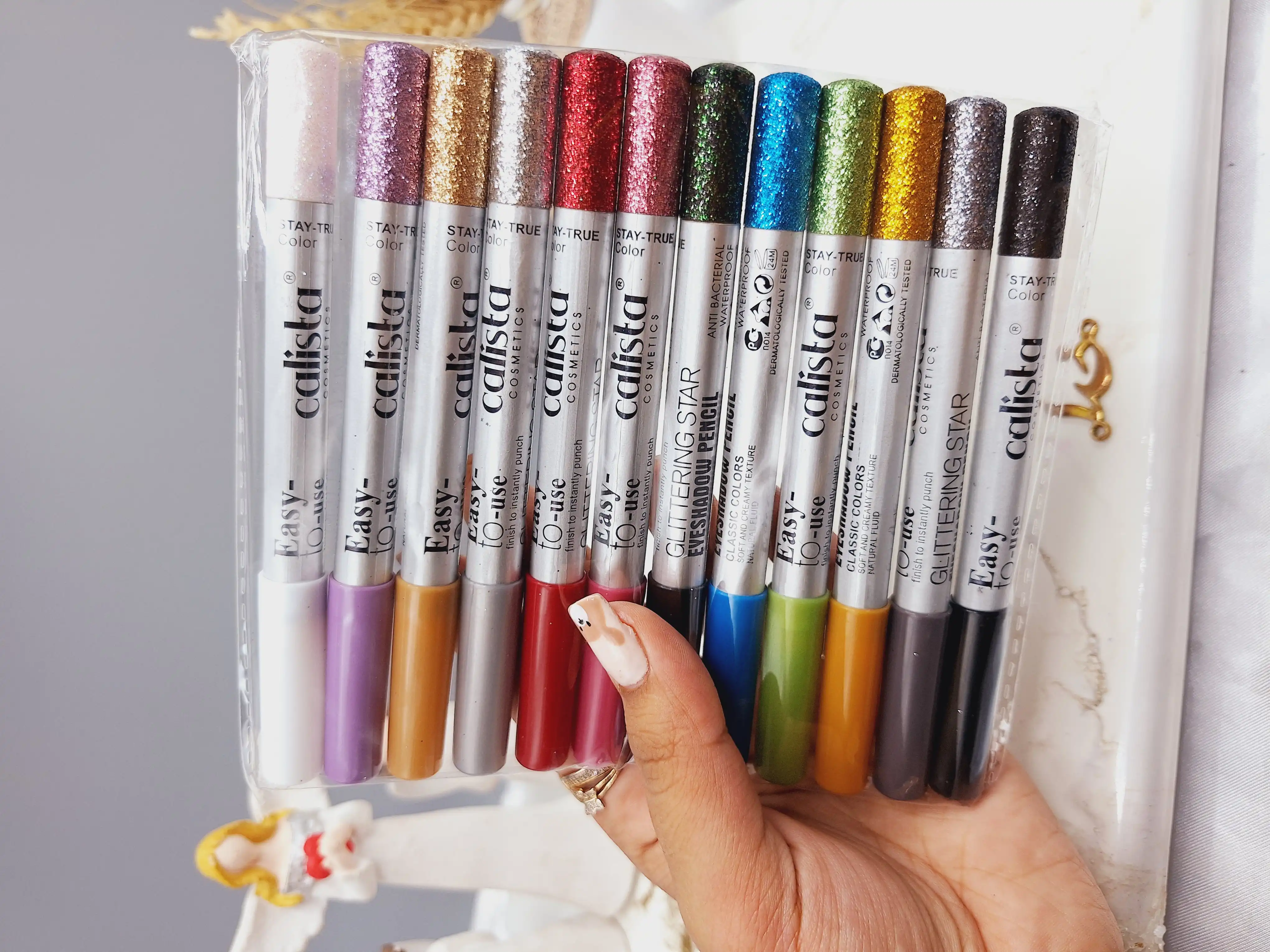 پک 12 تایی مداد چشم گلیتری برند calista