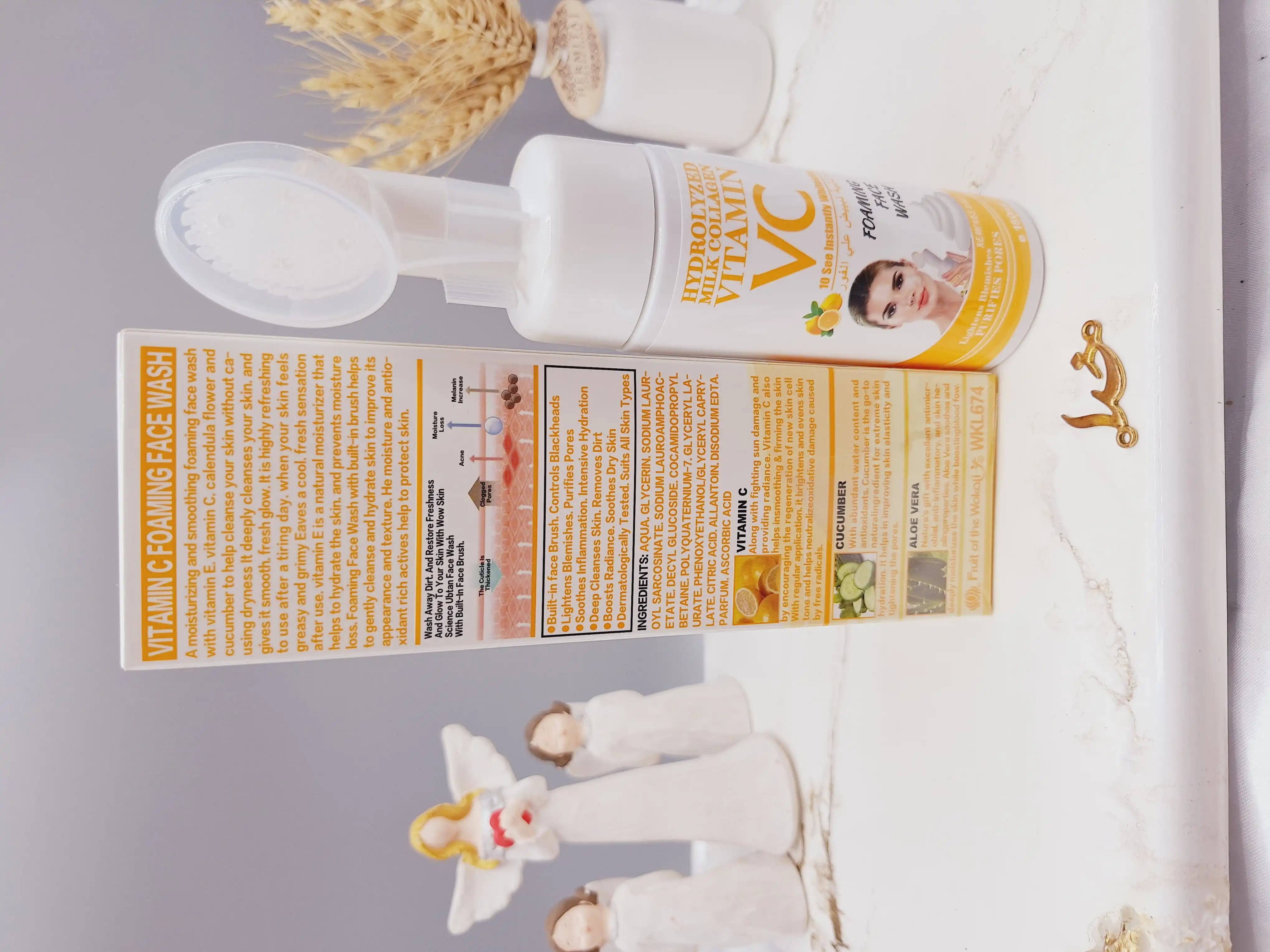 فوم شستشو کف کننده  صورت دارای سفیدکننده فوری برند وکالی Wokali کدWKL674