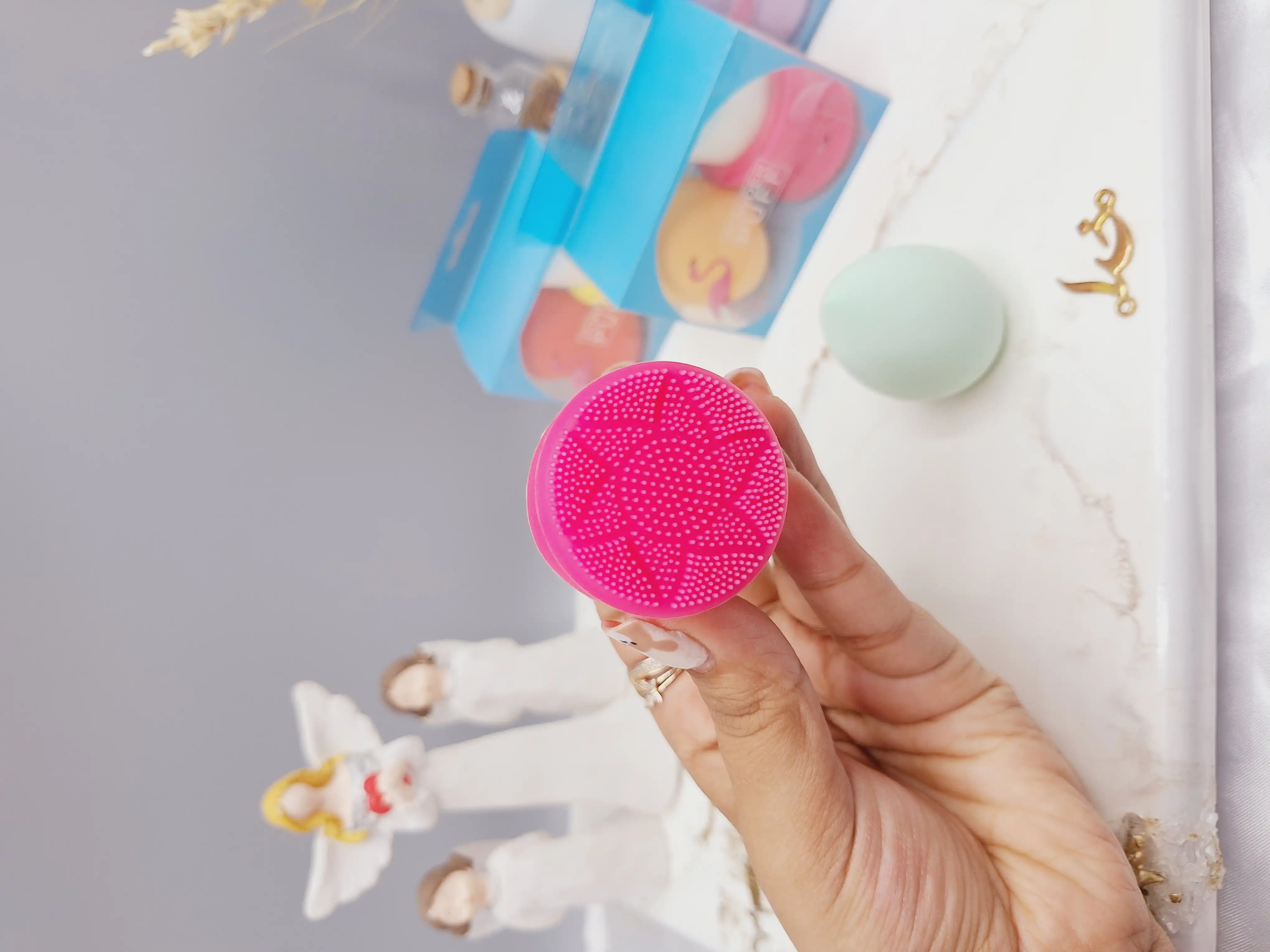 ست پک دوتایی فیس براش صورت و پد تخم مرغی POWDER PU PUFF کد 4822