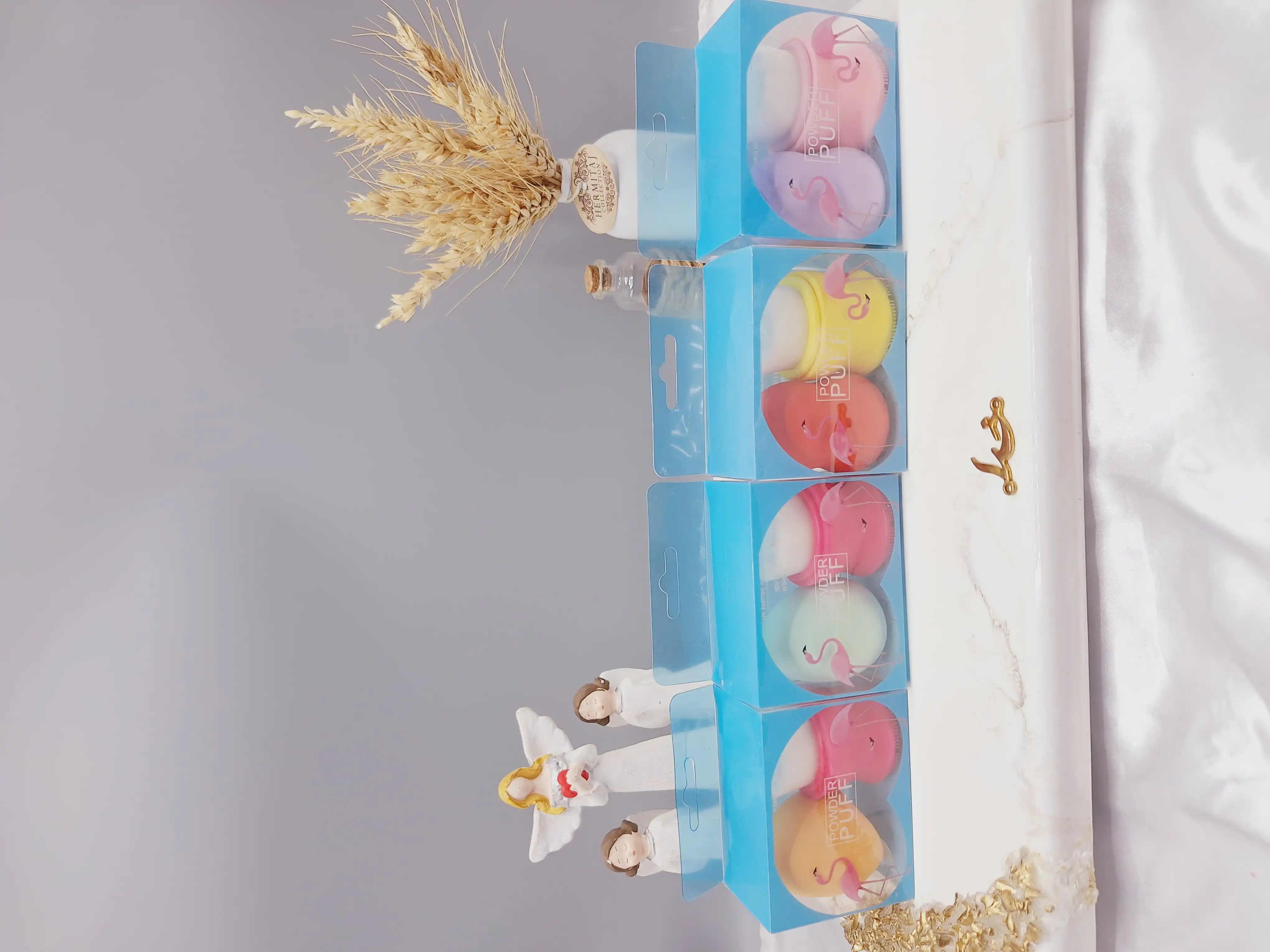 ست پک دوتایی فیس براش صورت و پد تخم مرغی POWDER PU PUFF کد 4822