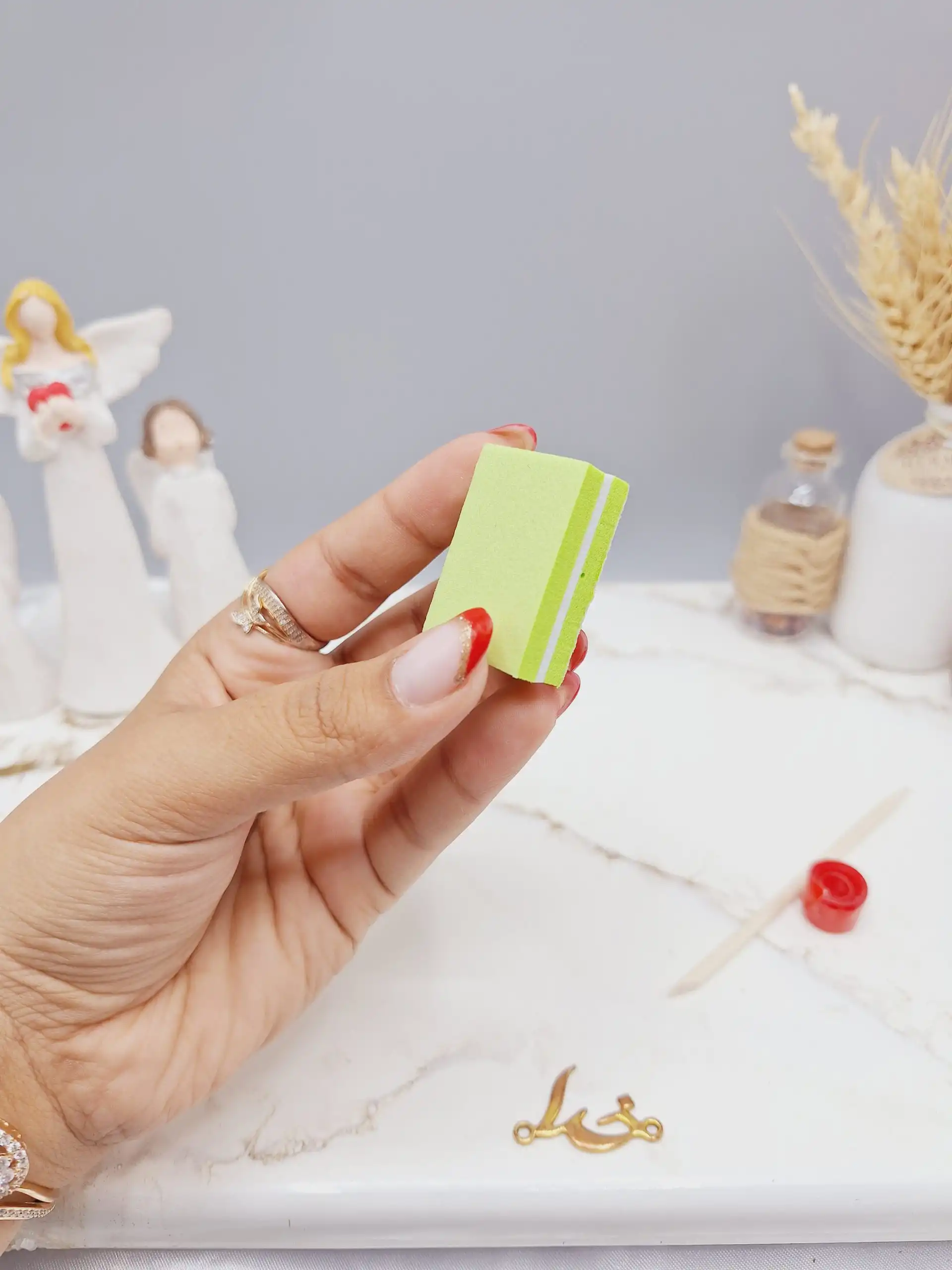 ناخن مصنوعی با مواد کاشت کیفیت بالا رنگ قرمز طرح چهار خونه