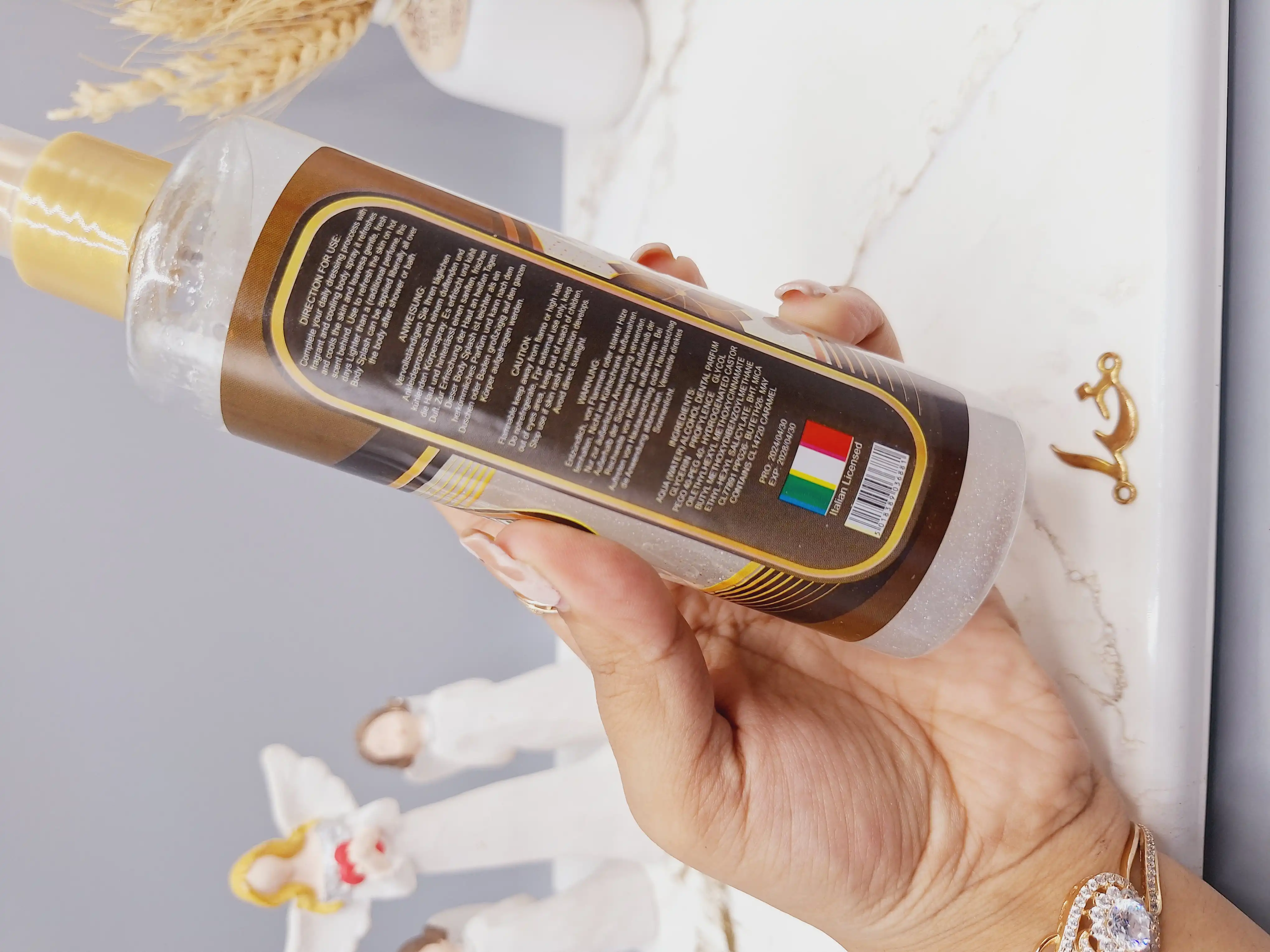 بادی اسپلش شاین دار ادکلنی سایز بزرگ ونیز VENICE رایحه L'AMOUR LALIQU