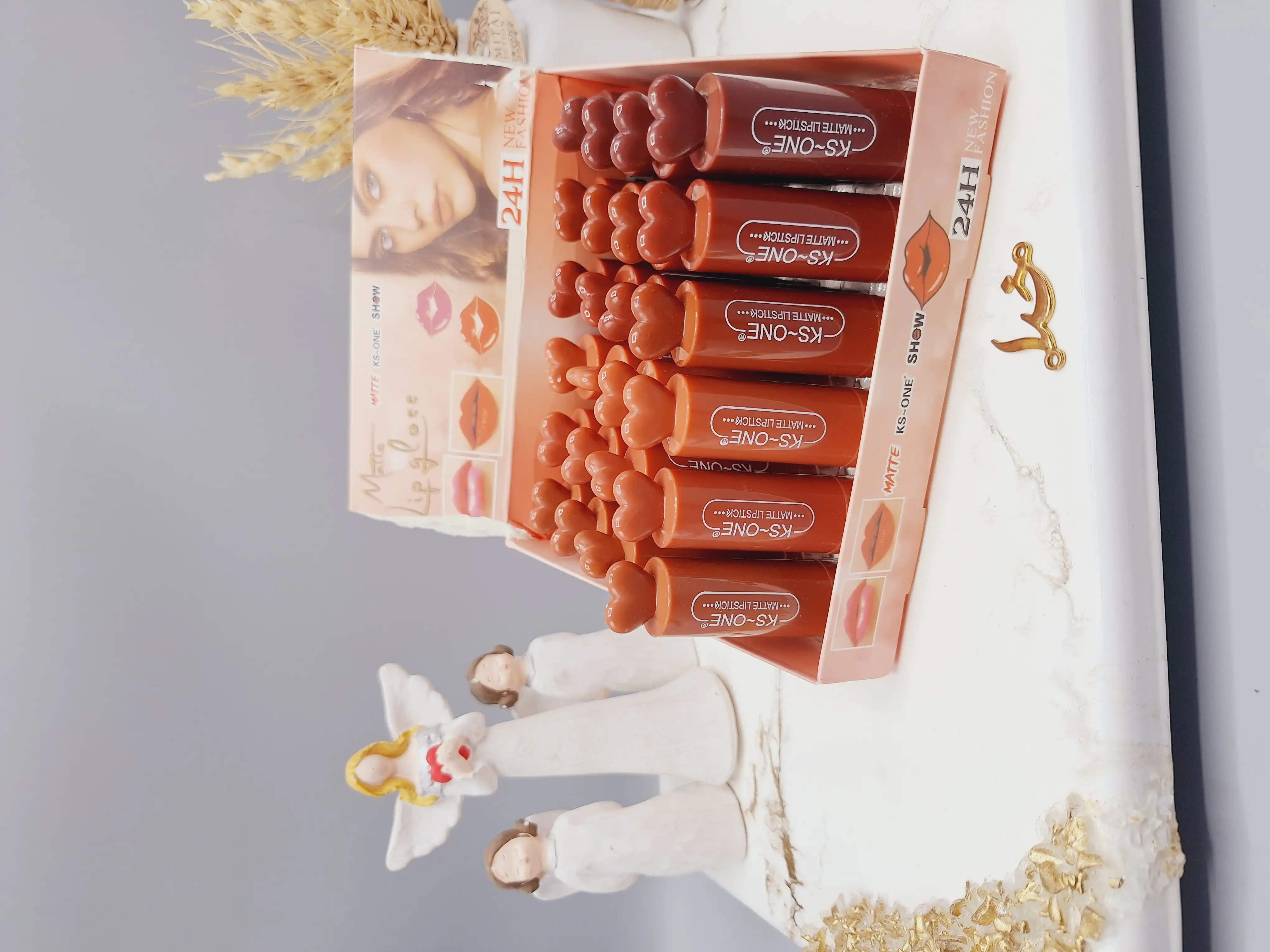 پک رژ جامد 6تایی خوش رنگ و مات طرح قلب کد 35008