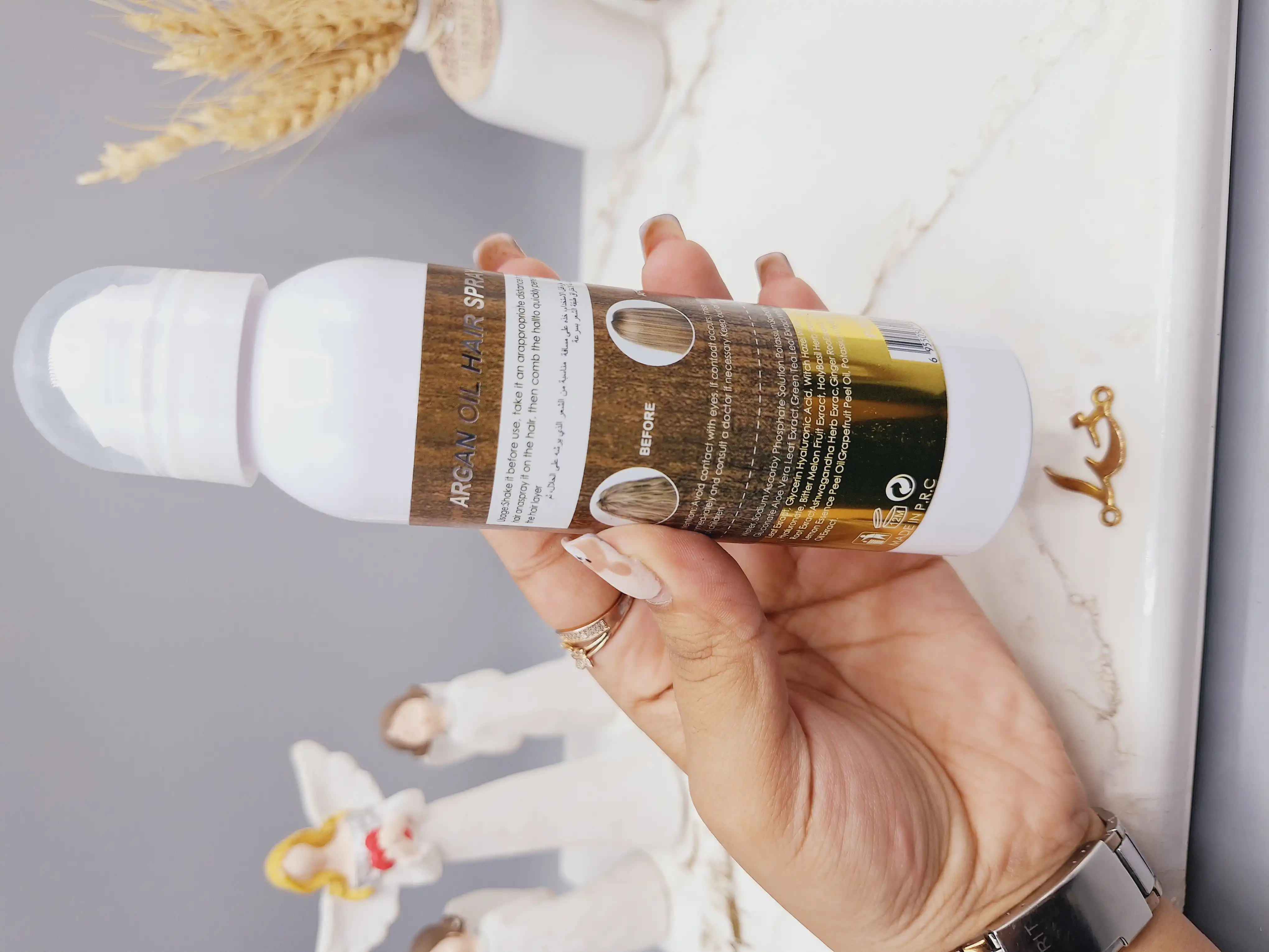 اسپری مو روغن آرگان و انواع پروتین  مناسب برای درخشان کننده و صاف کنندگی مو برند Potosolo کد p-8003