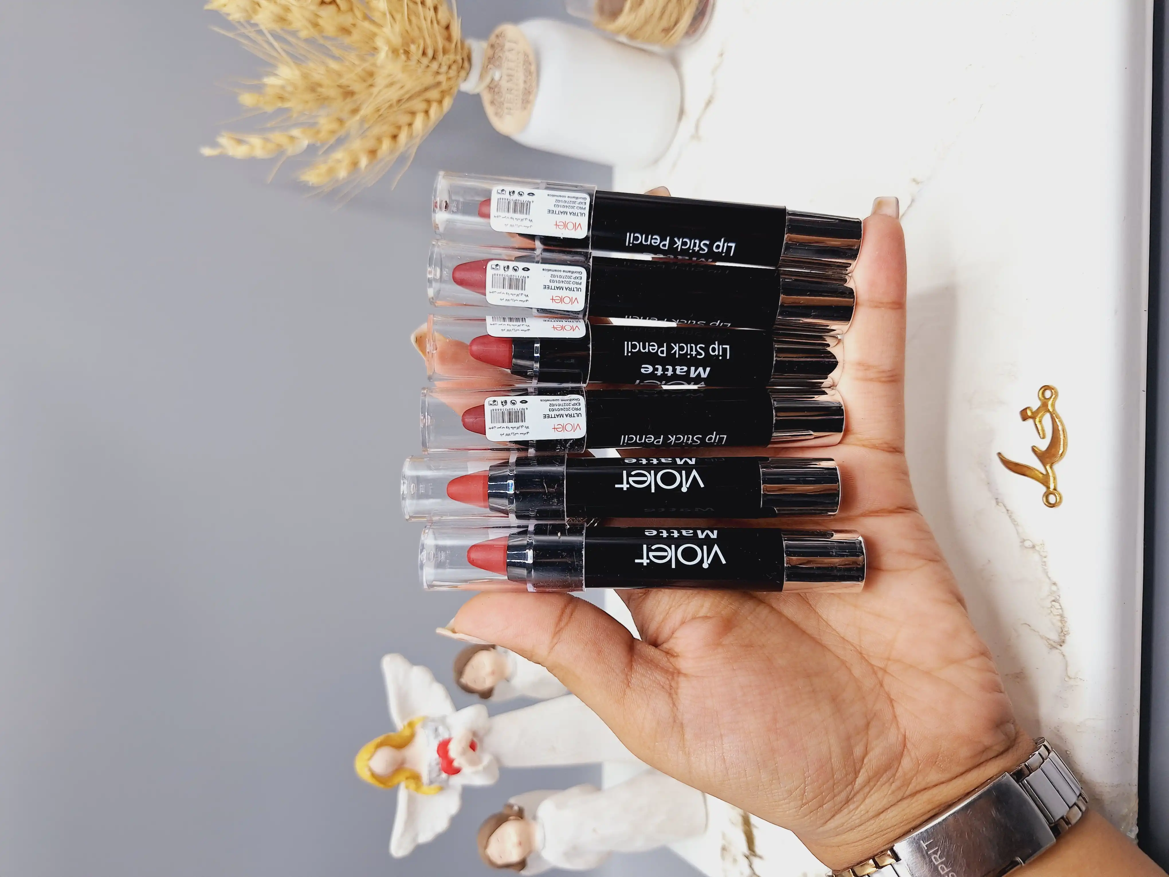 پک 6 تایی رژ جامد مدل پیچی برند ویولت کد 2304