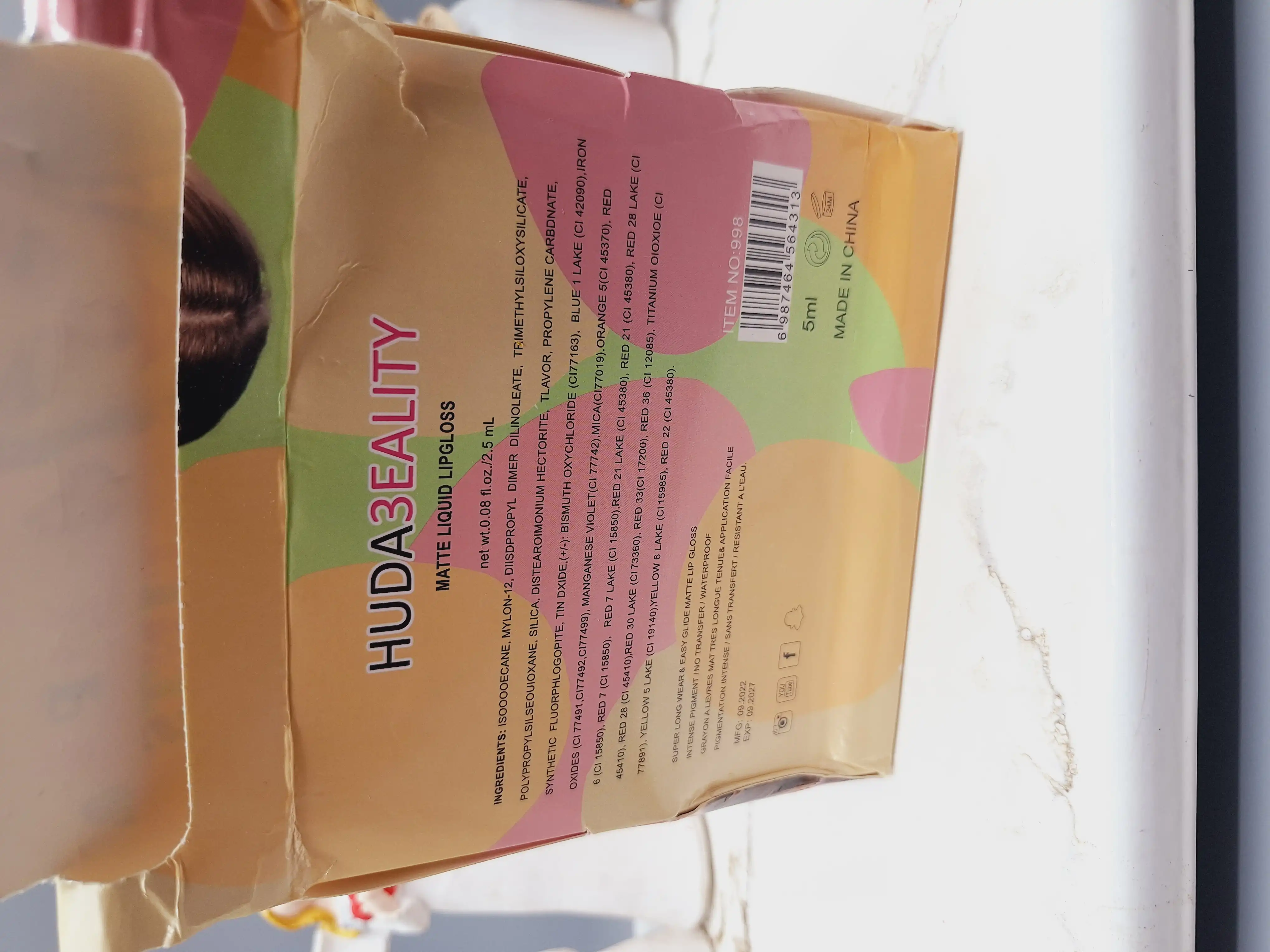 تینت لب پروانه نگینی برند HUDA3EALITY کد 998