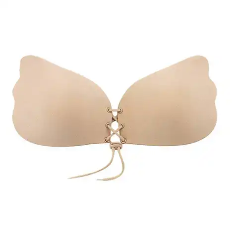 سوتین چسبی مدل پروانه ای بدون بند و دسته مناسب لباس مجلسی (رنگ کرم)