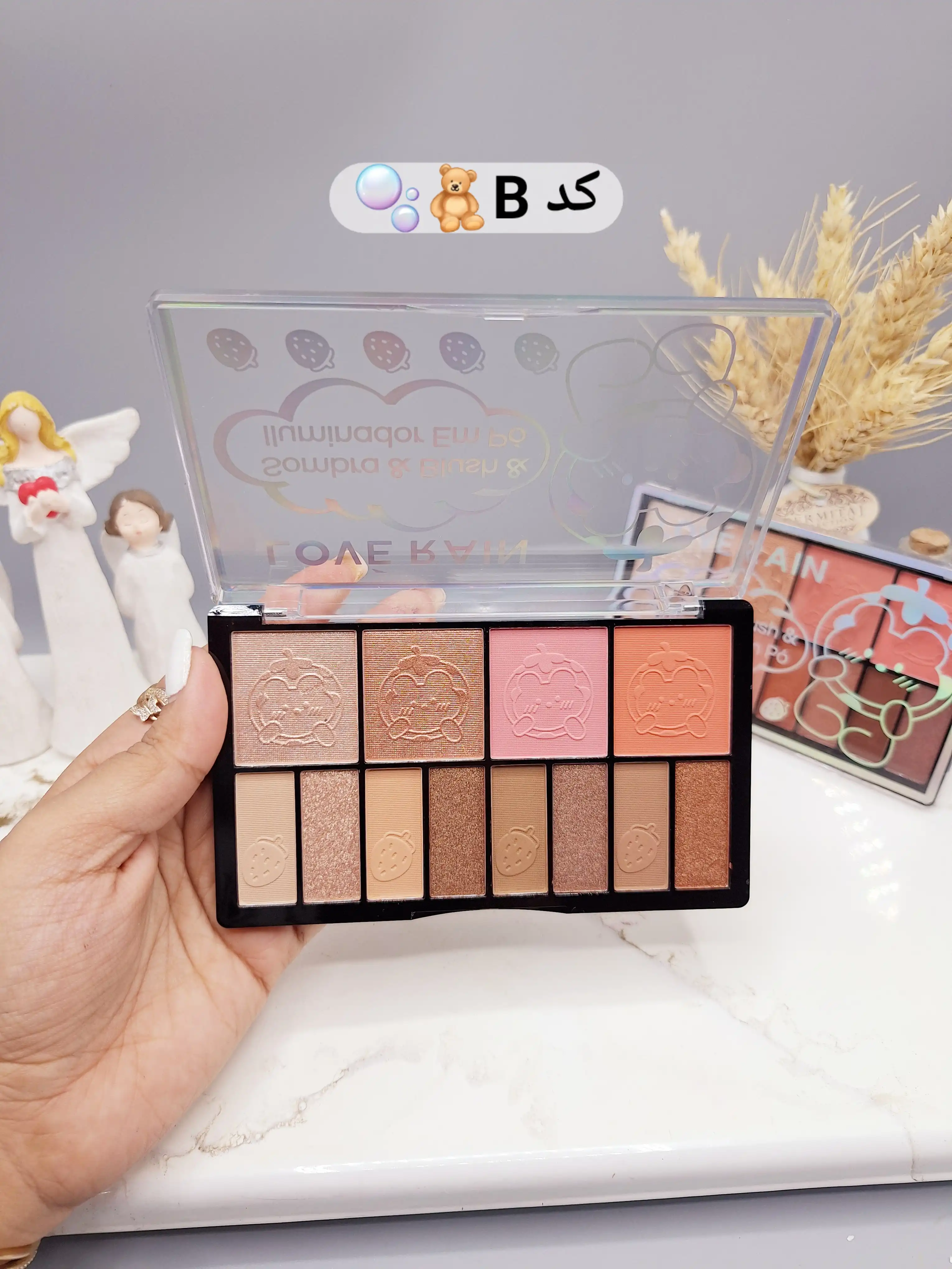 پالت سایه چشم هایلایتر و رژگونه خرسی مات شیمر برند LOVE RAIN کد NO.:LR9127