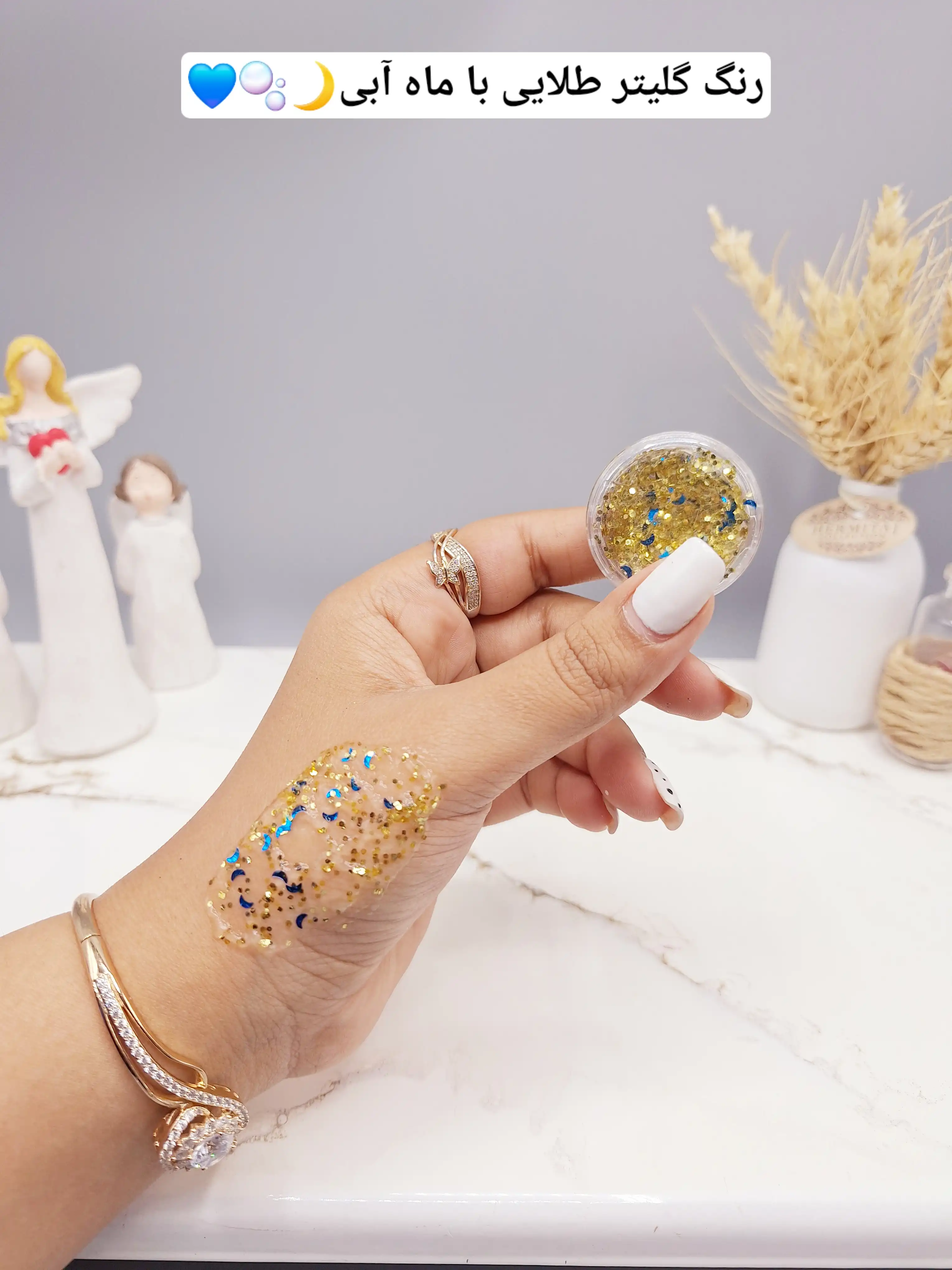 گلیتر مایع رنگ رز گلد ستاره دار