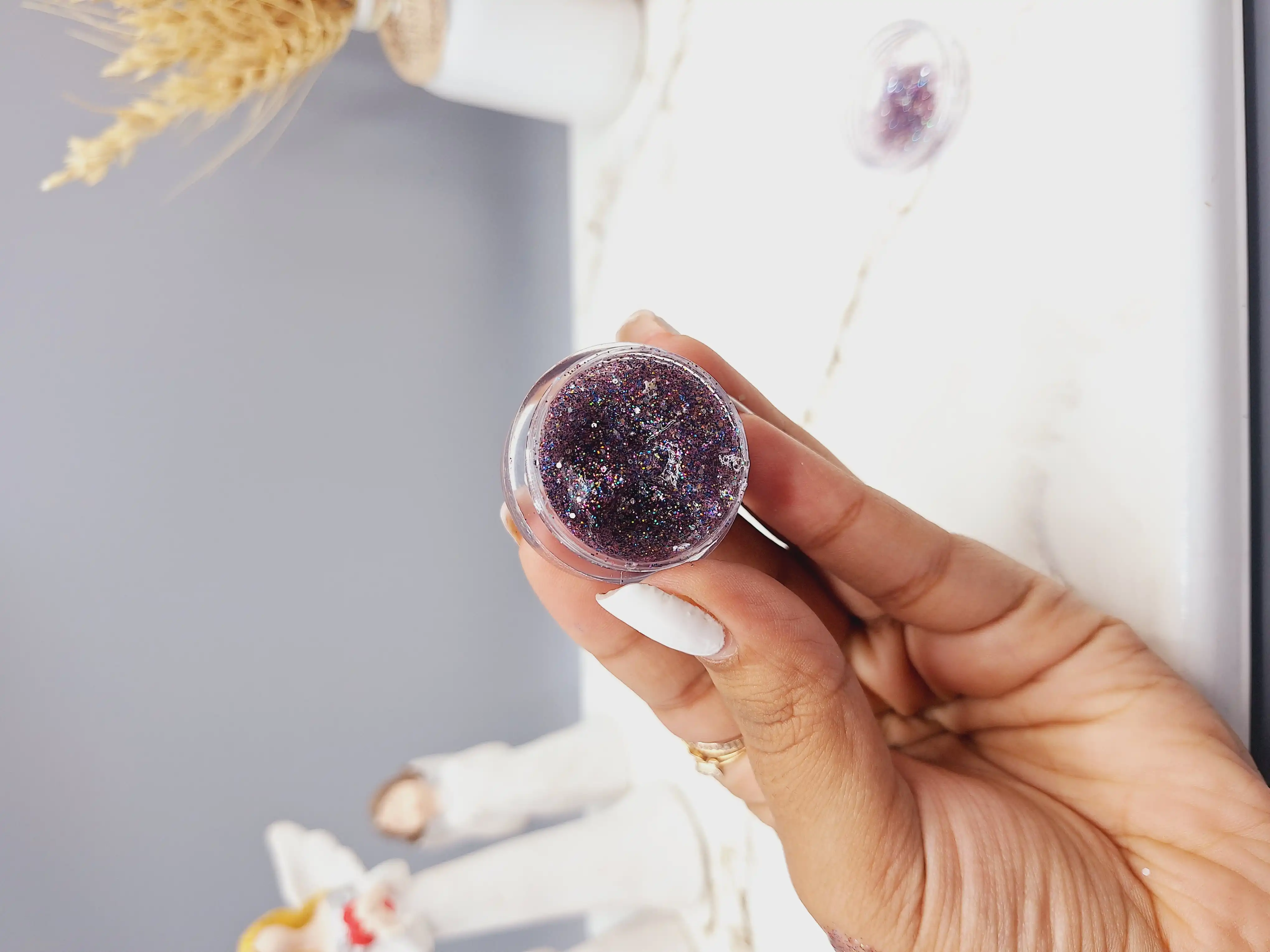 گلیتر مایع رنگ بنفش هفت رنگ