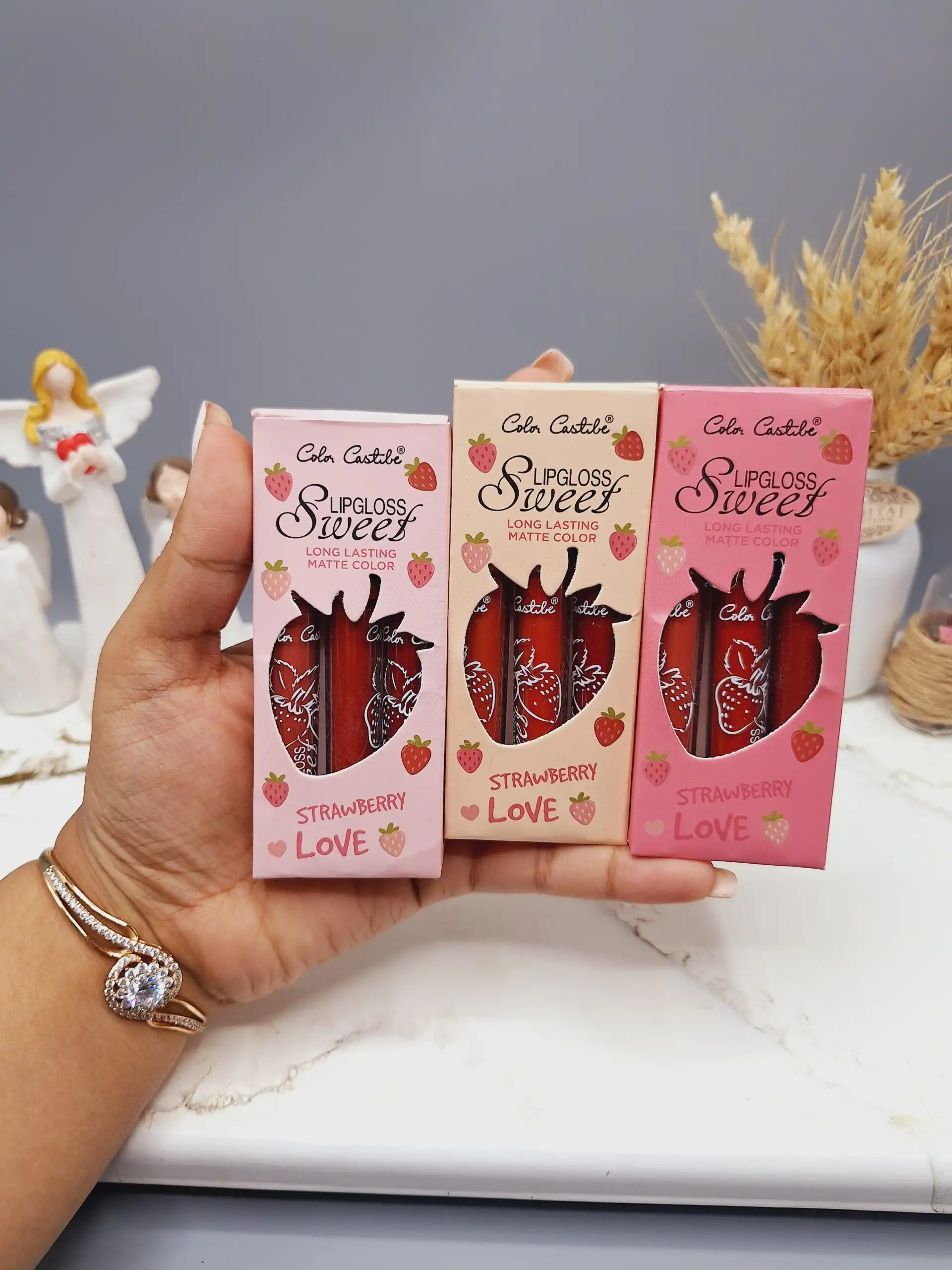 پک رژ لب مایع توت فرنگی کالر کاستل سه عددی کد 4172