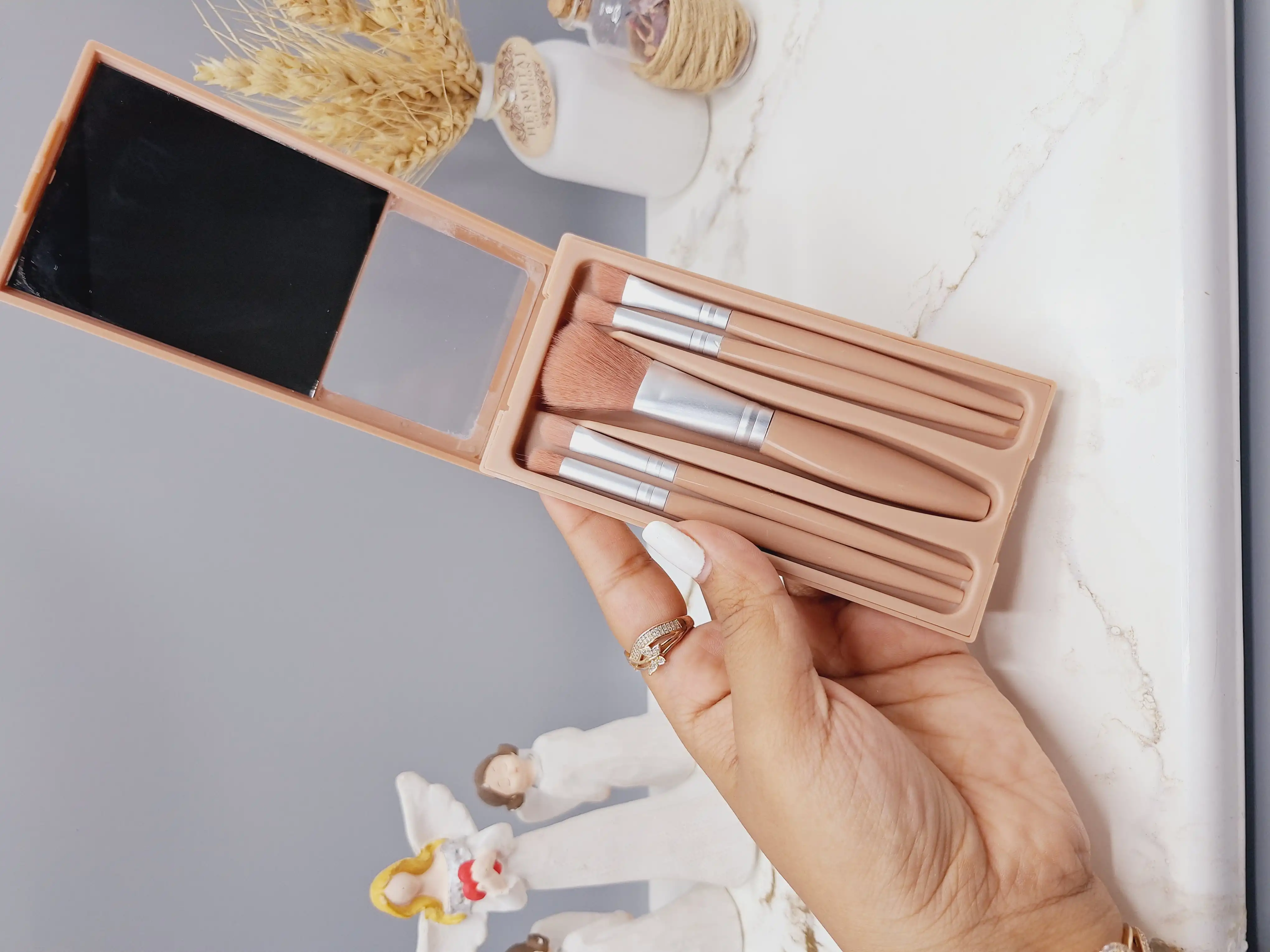 پک براش آینه دار 5 تکه دسته بلند رنگ نود