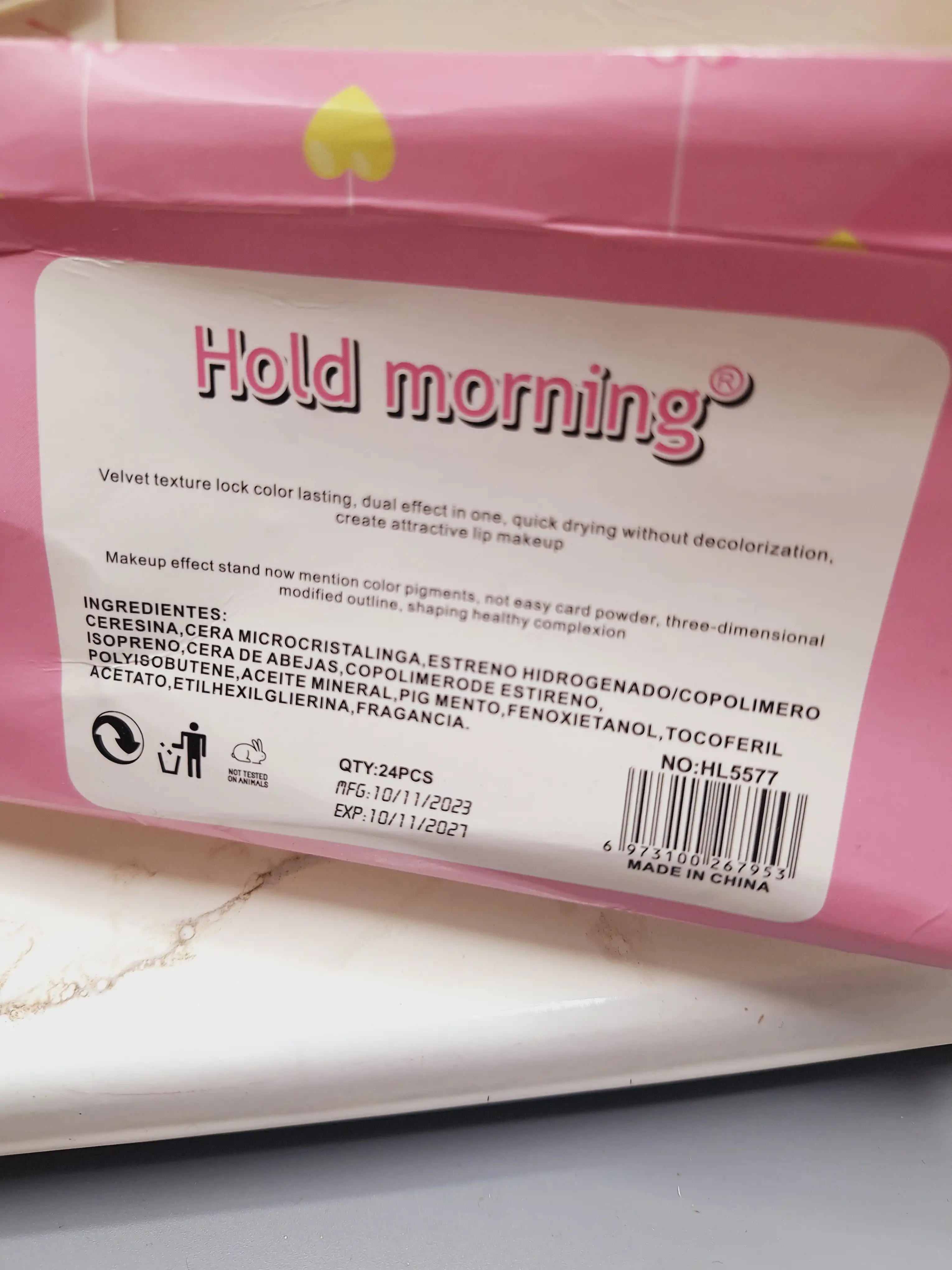 تینت مدل رژ طرح باربی استوانه ای برند Hold morning کد NO:HL5577