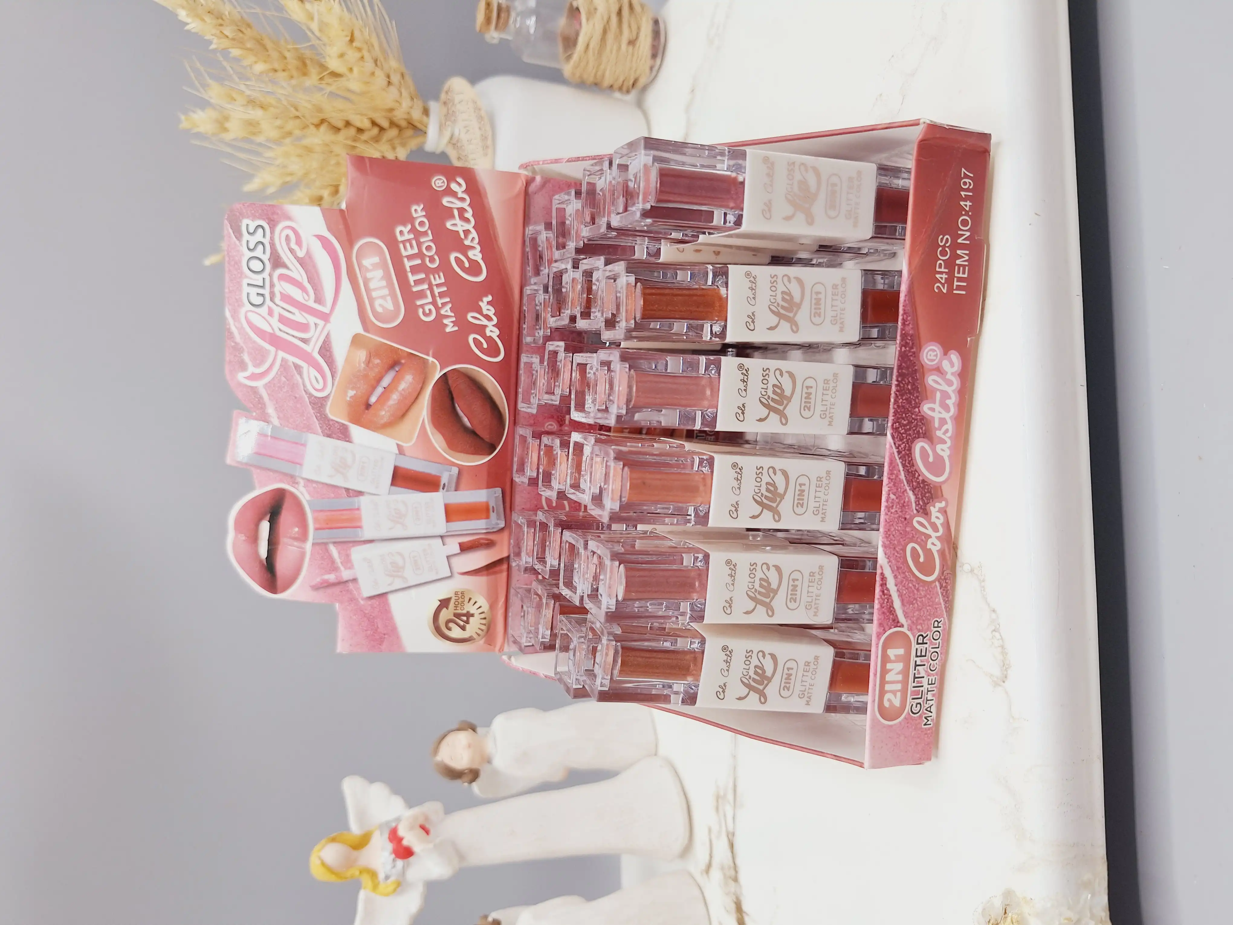 ست 2 تایی رژ مایع و رژ مایع شاین دار برند Color Castibe کد NO:4197