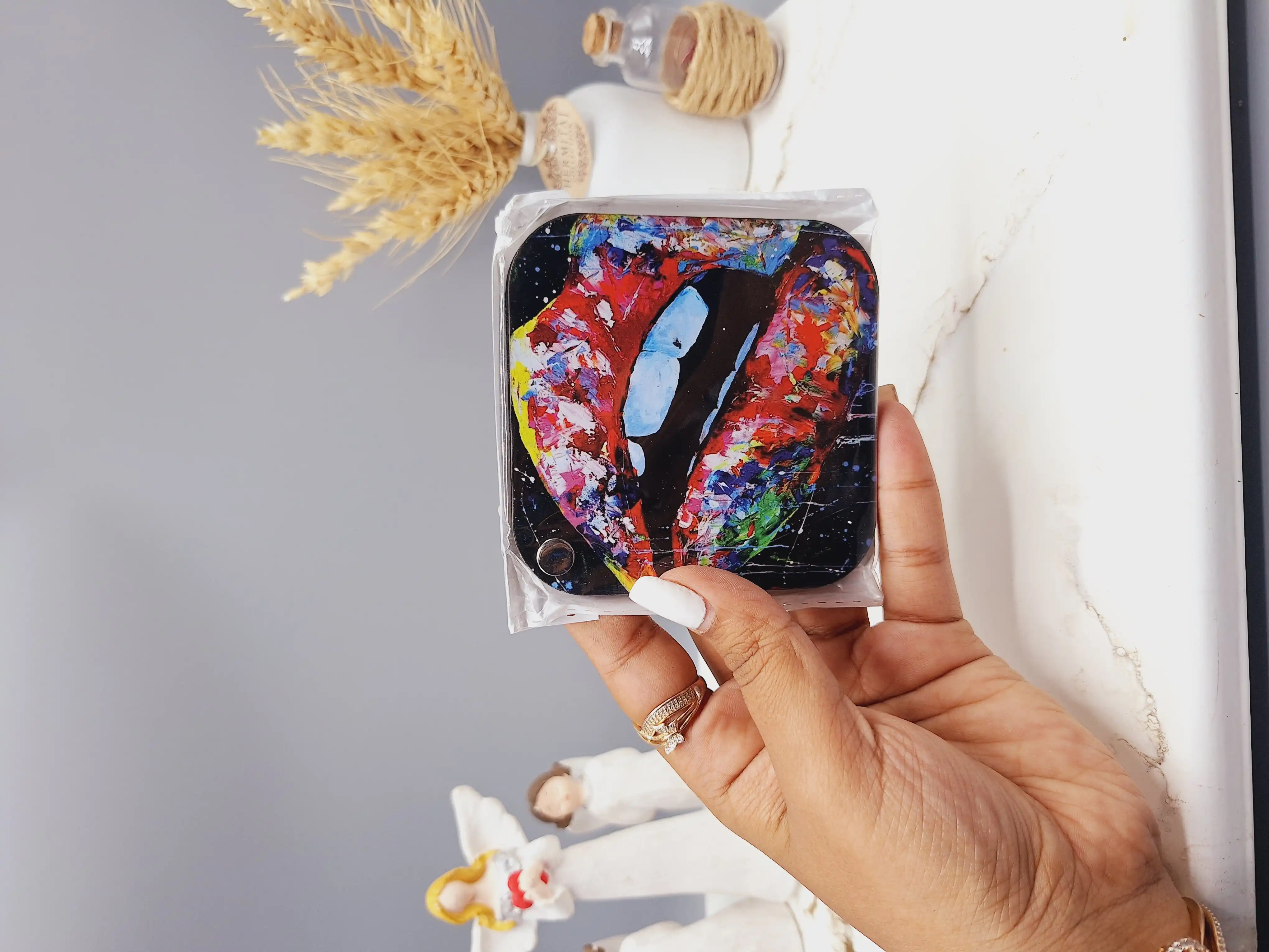 آینه مربعی طرح دختر مدلینگ