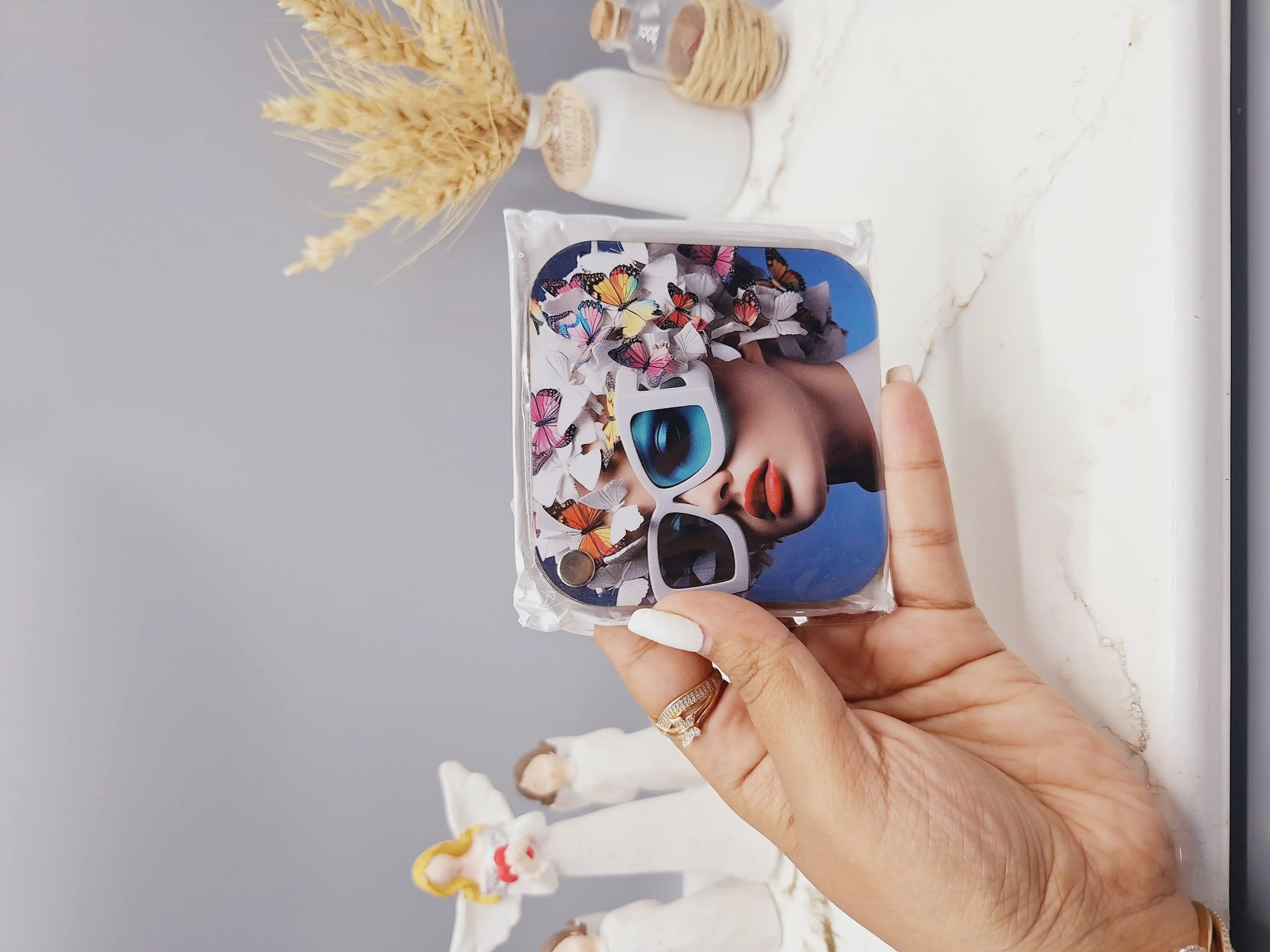 آینه مربعی طرح دختر مدلینگ