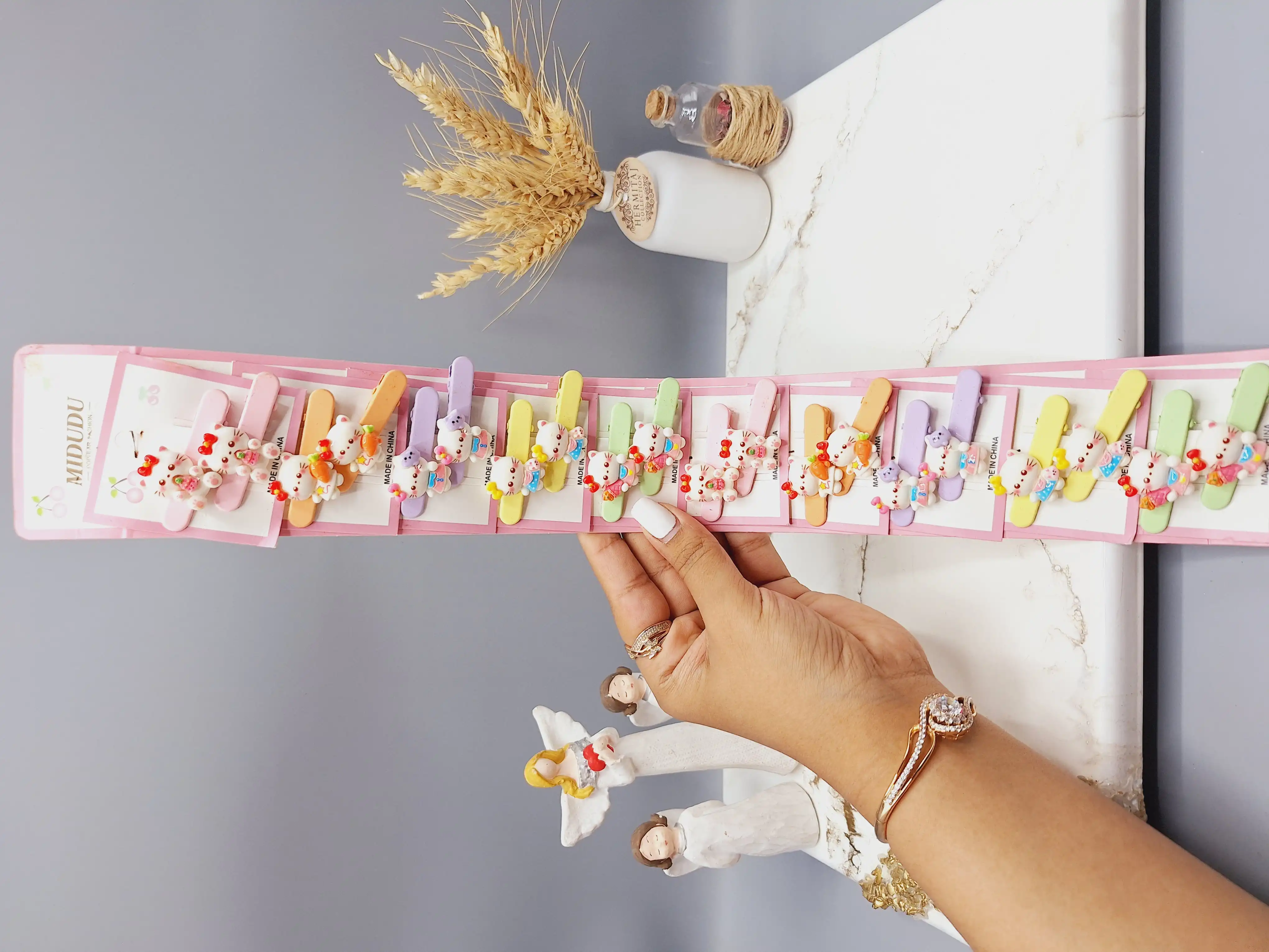 پک کارت 10 تایی گیره مو جفتی  طرح هلو کیتی