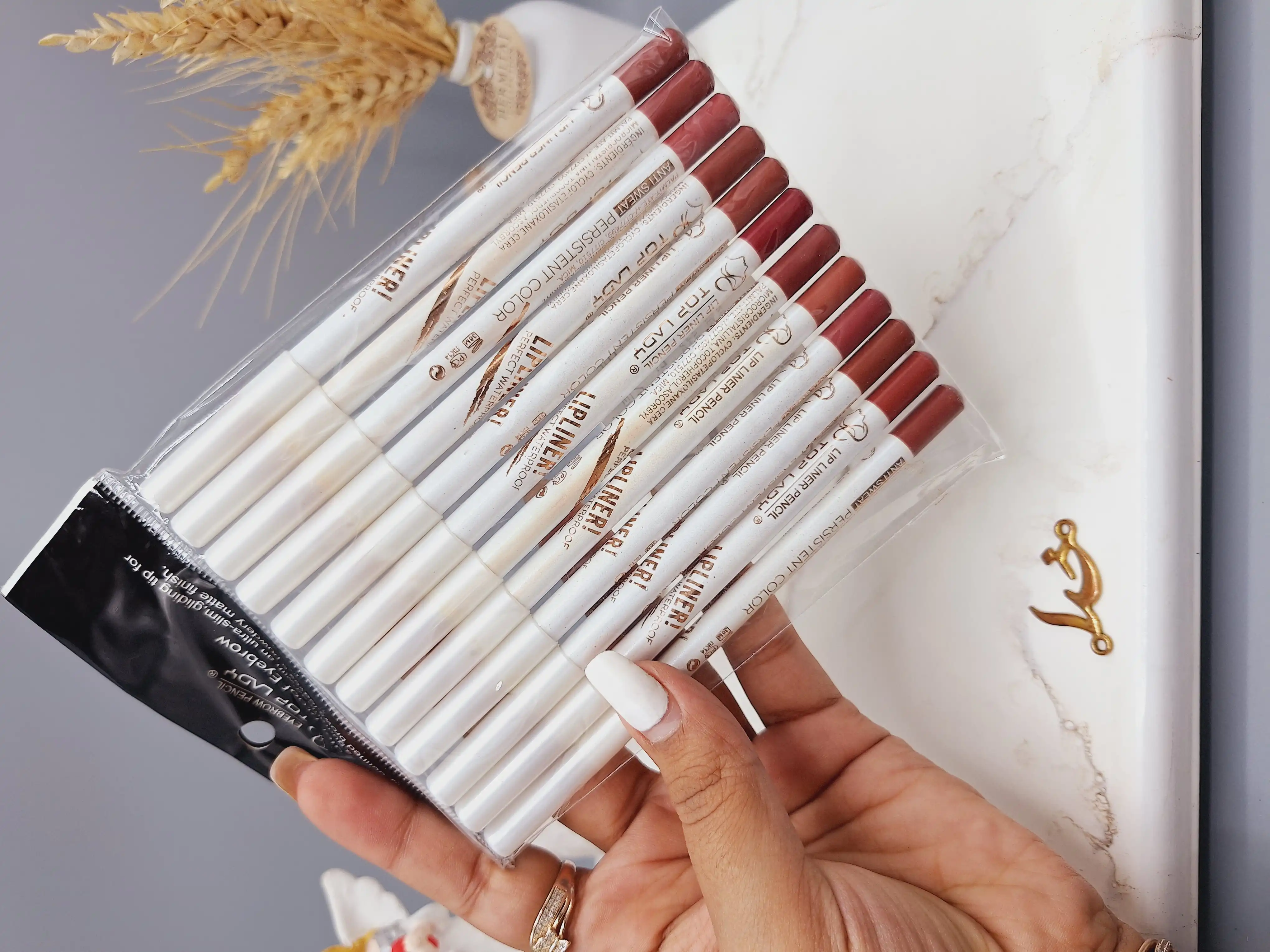 پک 12 تایی خط لب مدادی برند TOP LADY کد 5799