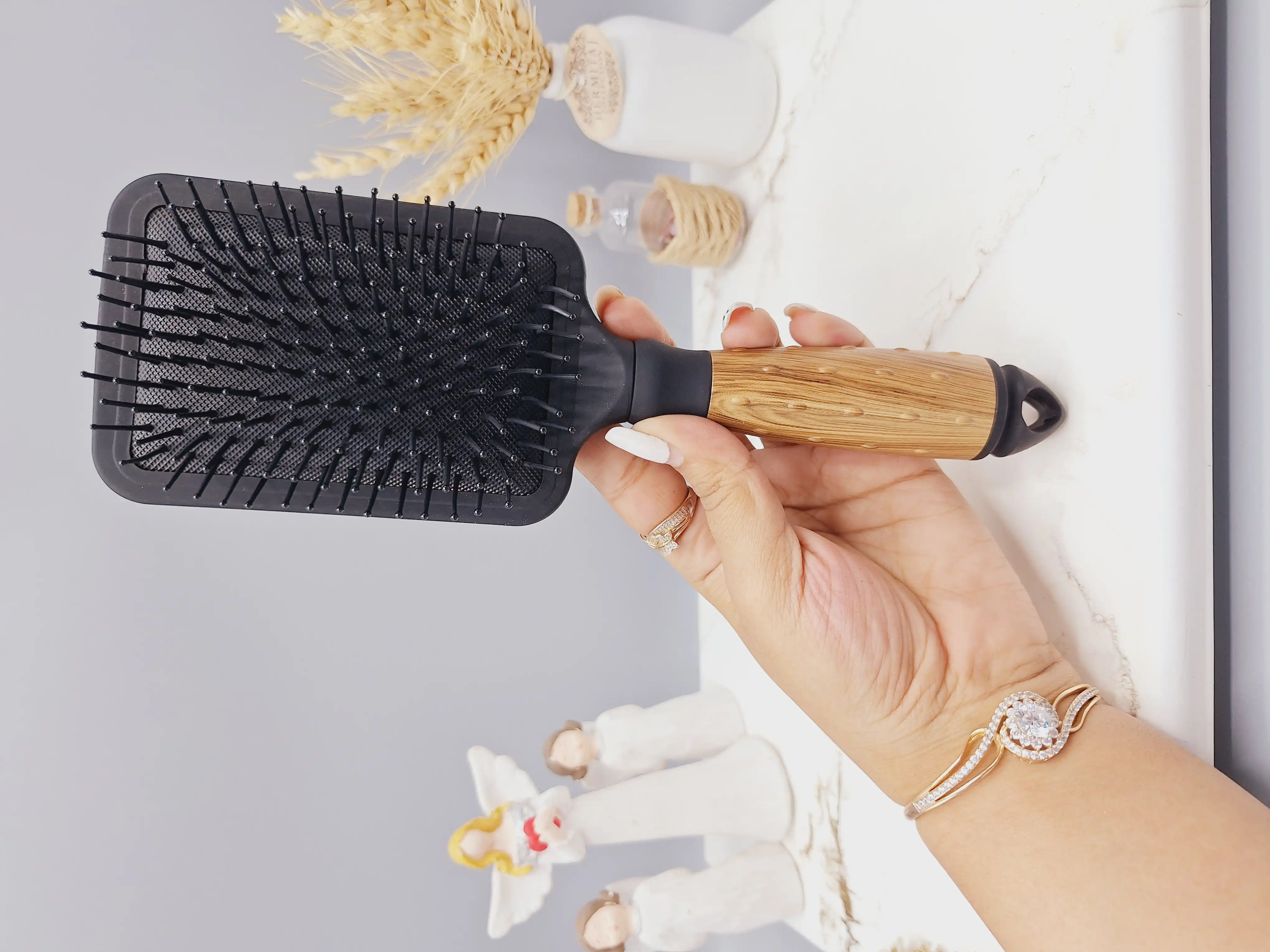 برس مو دسته چوبی تمام مشکی