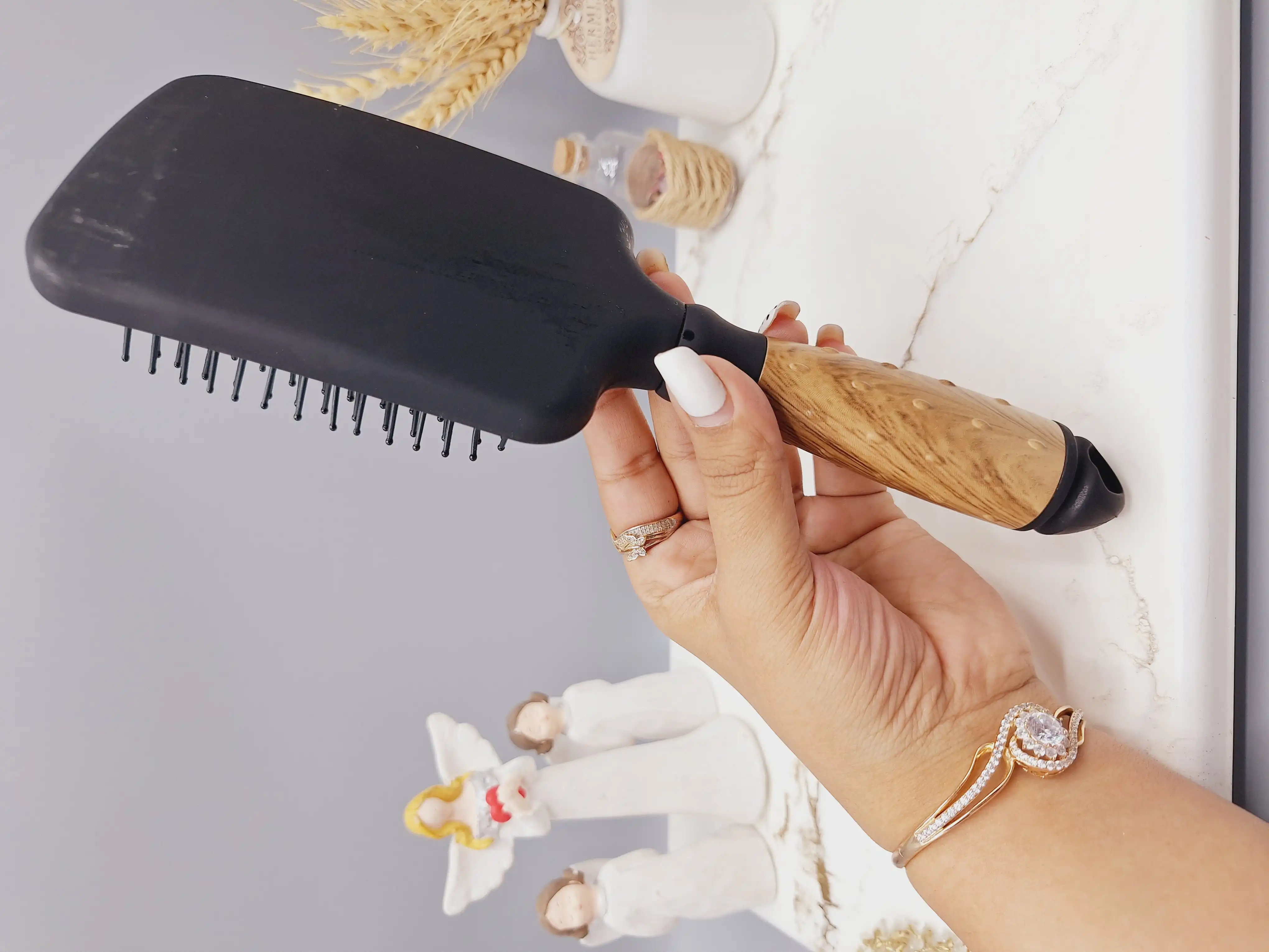 برس مو دسته چوبی تمام مشکی