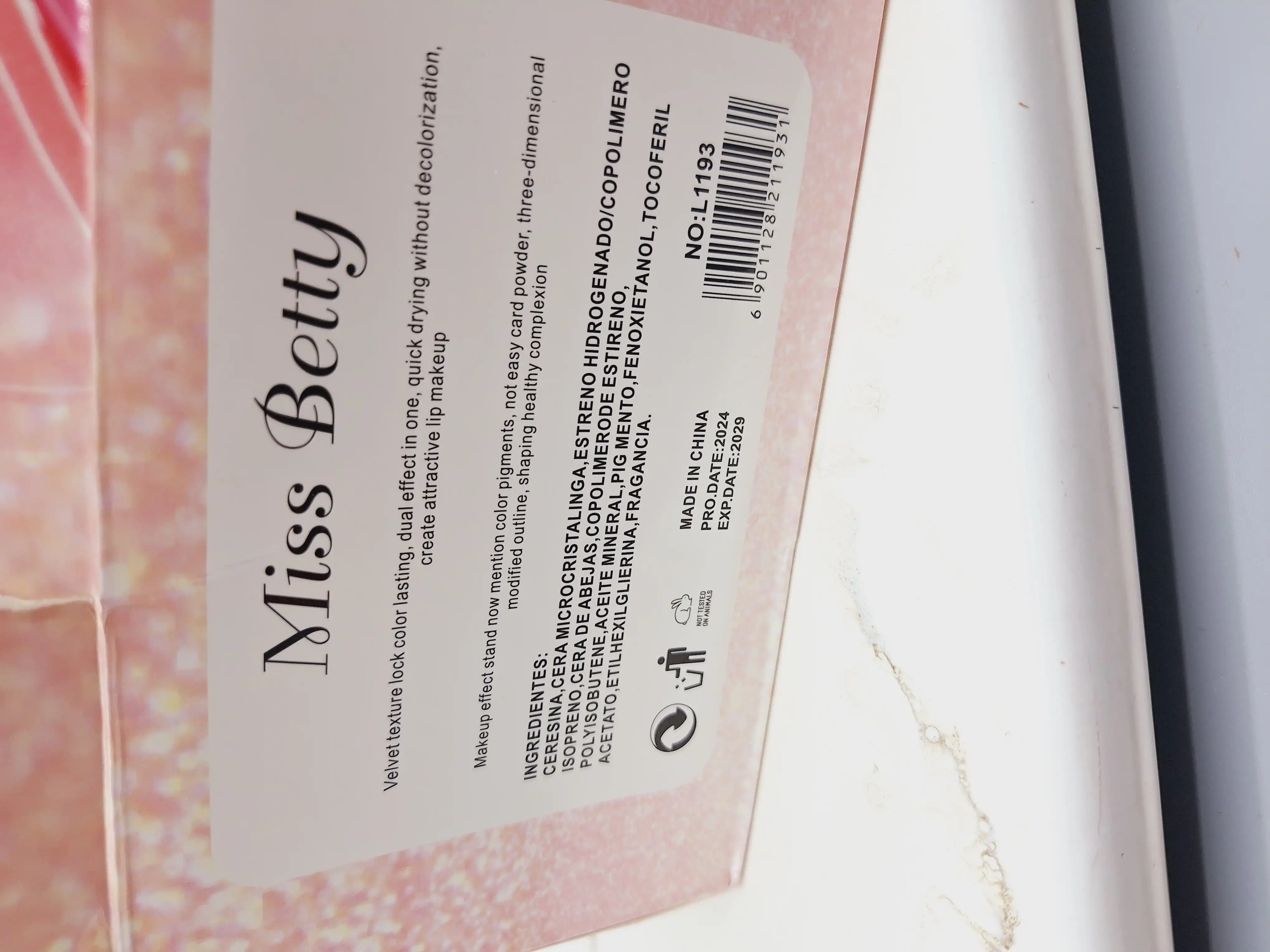 تینت لب شامپاینی Miss Betty کد L1193