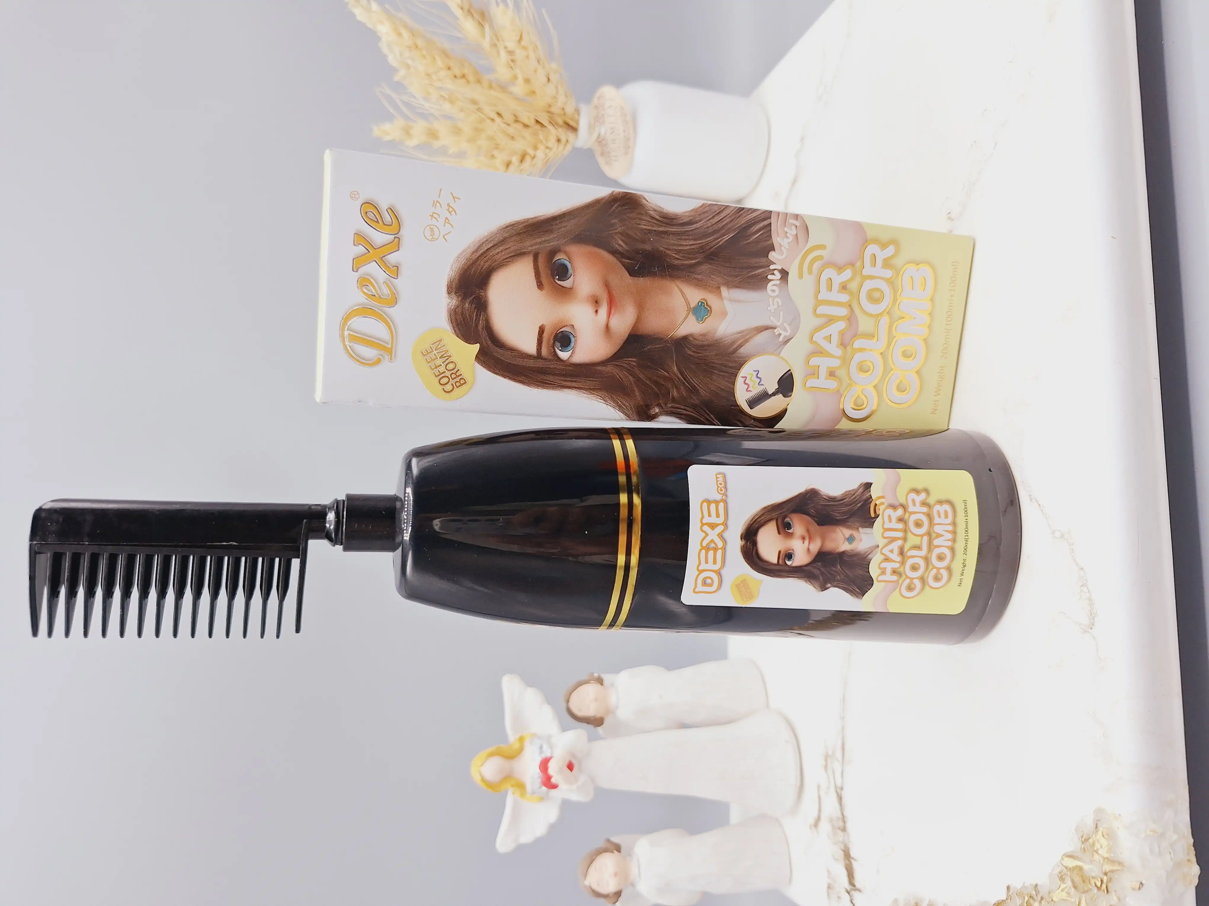 شانه رنگ مو رنگ نسکافه ای طبیعی برند دکسی Dexe کد 0031