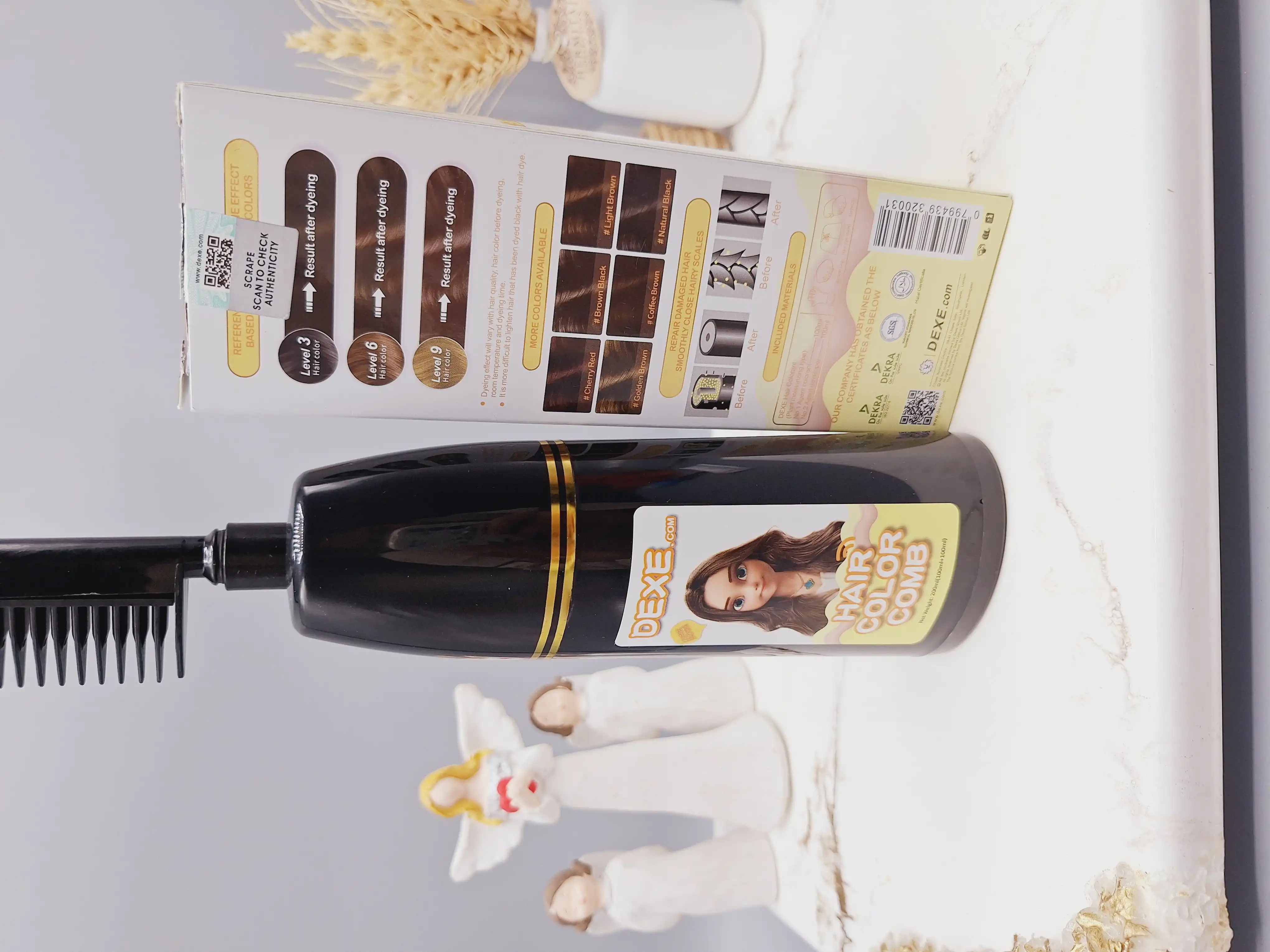 شانه رنگ مو رنگ نسکافه ای طبیعی برند دکسی Dexe کد 0031